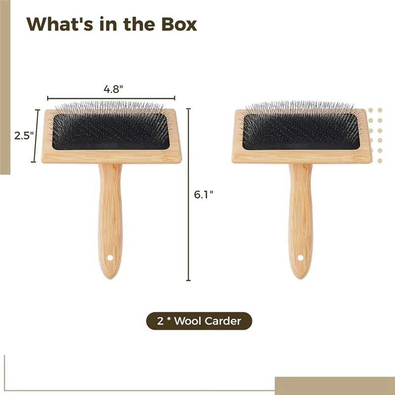 2 PCS Wool Carders, 6.1InchX4.8Inch Large Hand Carders for Wool, Craft Wool Felt Mixing Tool, Pet Slicker Brush HGC