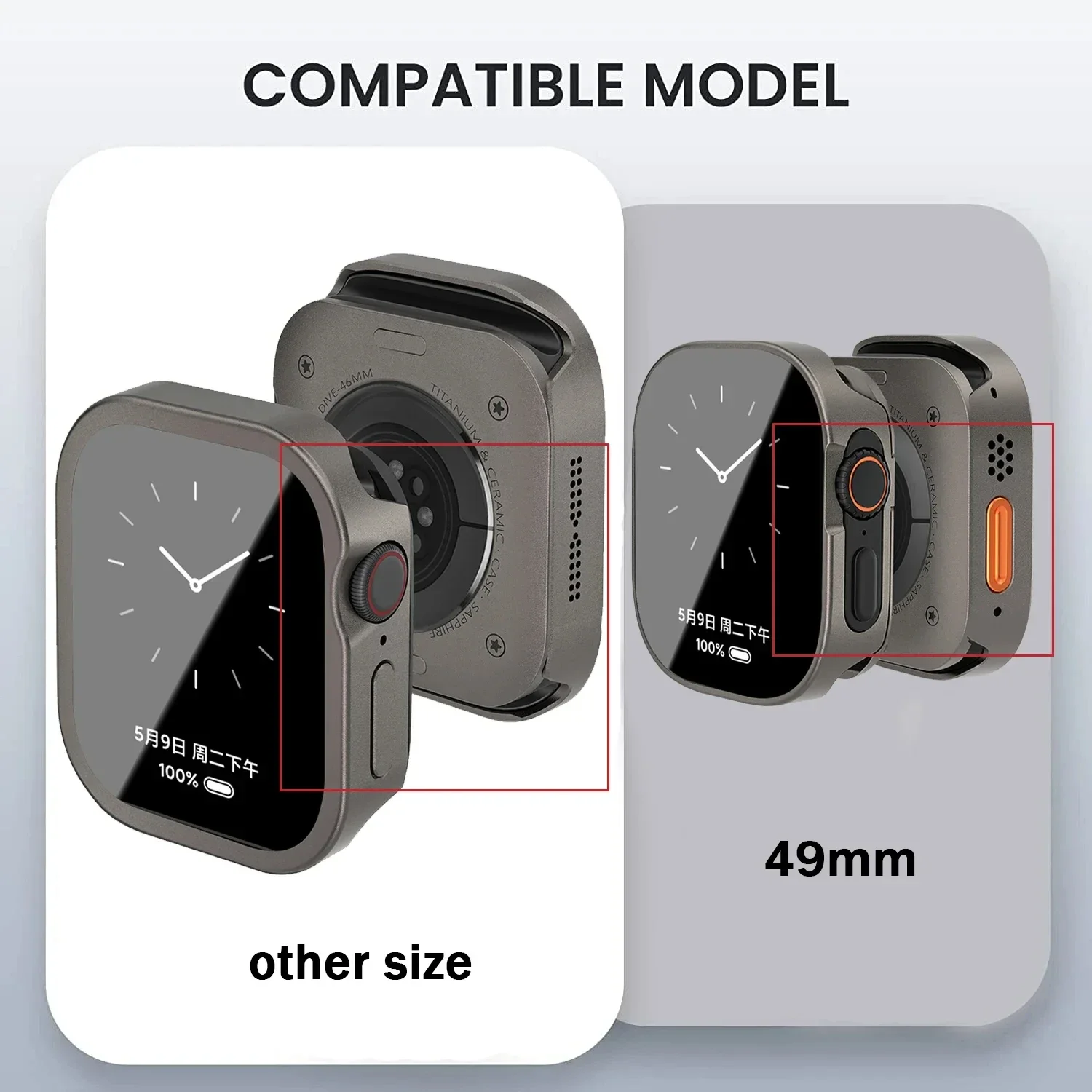 Metal Full Coverage Waterproof Aluminum Alloy Case for Apple Watch Ultra 2 49mm 46mm 45mm 44mm 42mm Iwatch Series 10 9 8 7 6 SE