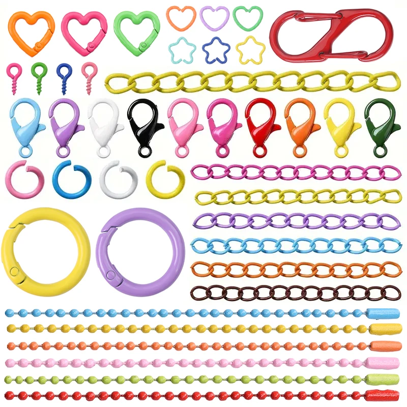 Kleurrijke Gemengde Legering Split Ringetjes Karabijn Oogjes Schroef Pins Sleutelhanger DIY Sieraden Maken Accessoires Benodigdheden