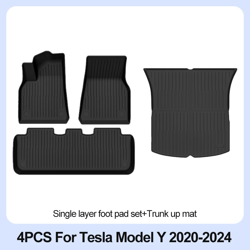 Tesla Model Y Vloermatten 2024 2023 2022 2021 2020 All Weather Vloerbeschermers Volledige Set Waterdicht Antislip Interieurbescherming - afbeelding 1