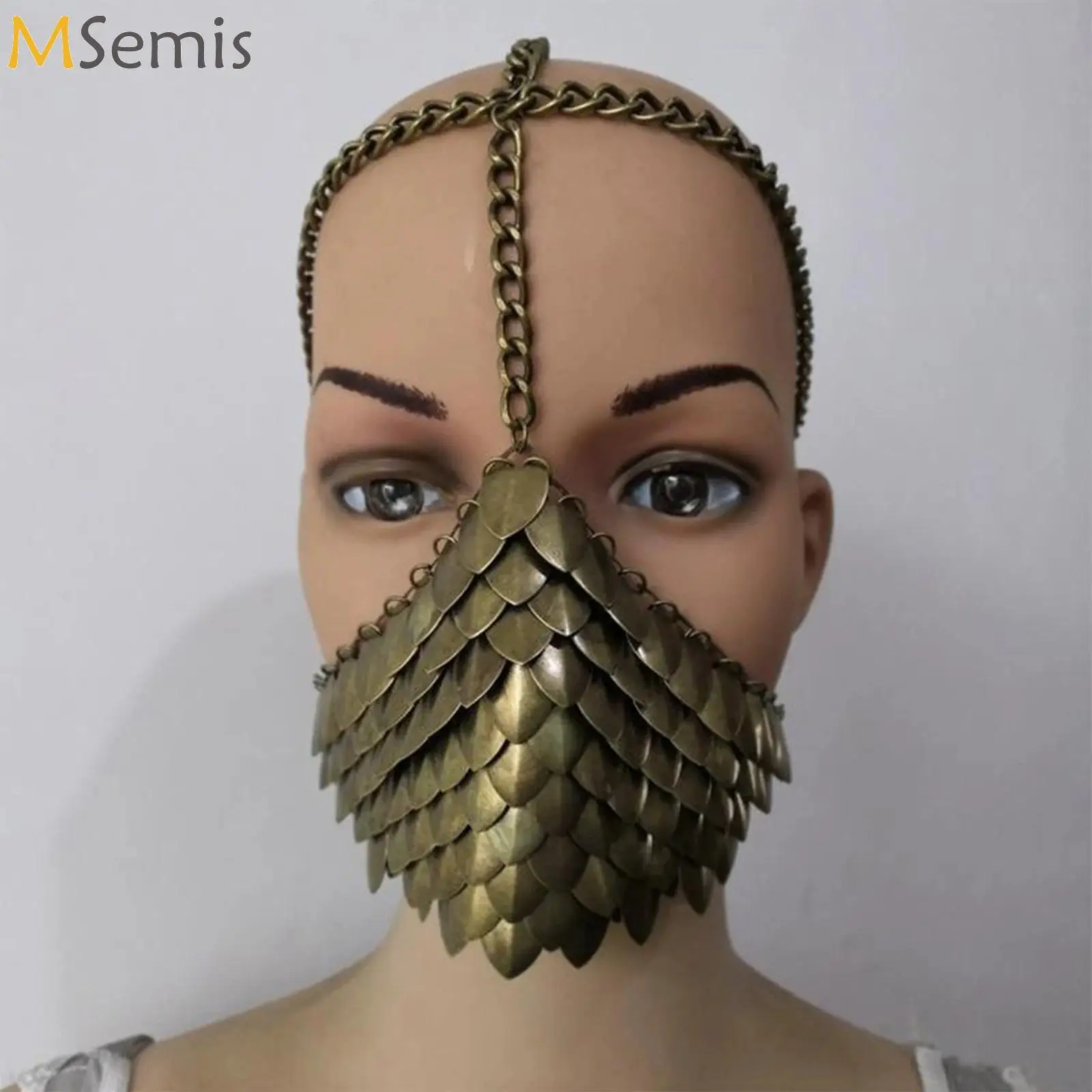 

Punk Party Alloy Metallic Texture Mask Masquerade Head Chain Decorative Luxury Mask for Face Design Women Costume Accessories