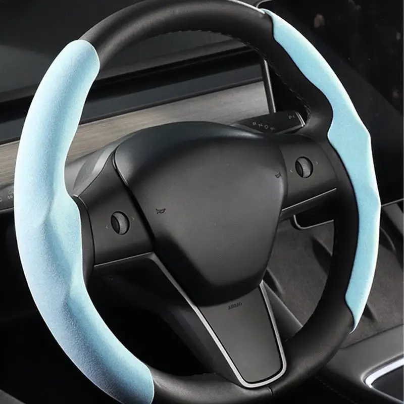 For Tesla Model 3/Y Steering Wheel Cover Leather Steering Wrap Ultra-thin Sweat-absorbent Steering Wheel Protion case for tesla