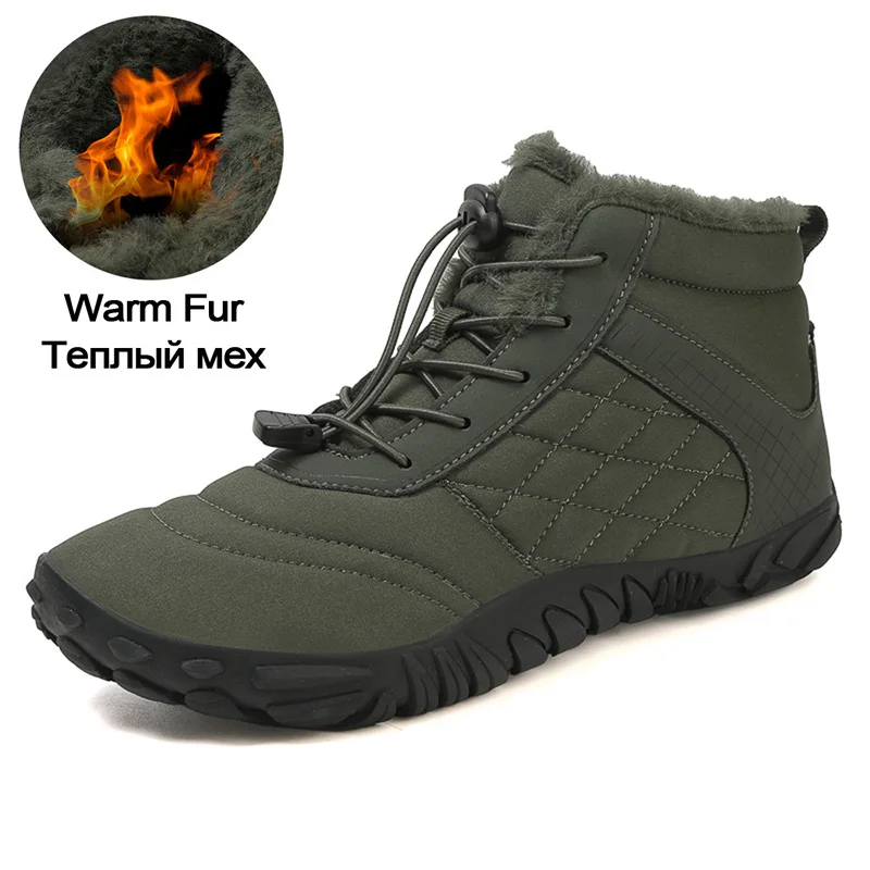 Warm Plush Men Boots Big Size Waterproof Winter Snow Boots Fur Non-slip Ankle Boots Outdoor Walking Casual Shoes Hiking Sneakers