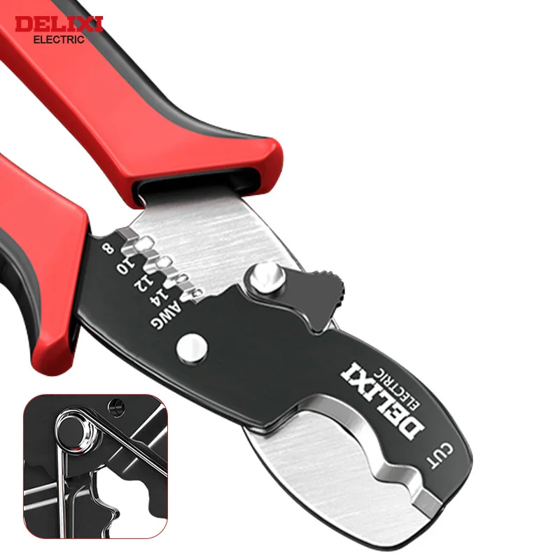 DELIXI ELECTRIC Wire Stripper ,Cable cutter Multifunctional Pliers Crimper Cable Cutter Stripping Tool Crimping，for Electricians