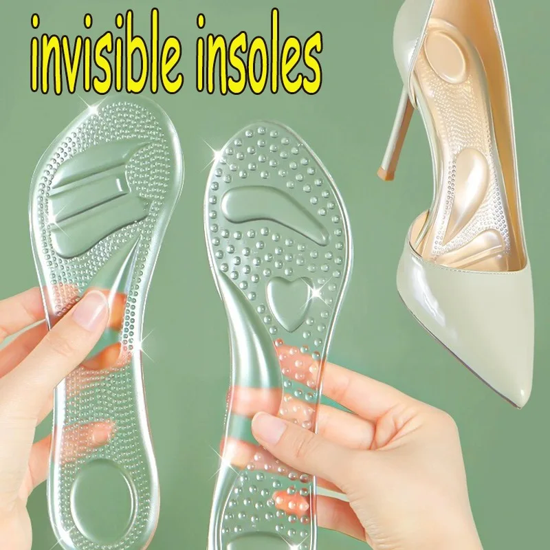 Silicone Transparent Insole High Heel Shoe Pads For Women Invisible Shock-absorbing Liners Honeycomb Insoles Shoe Accessories