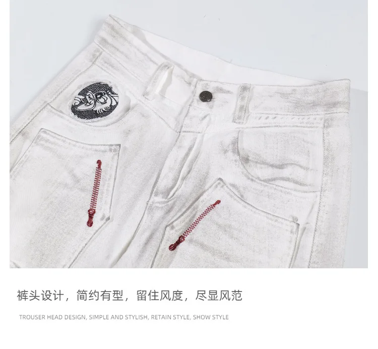 Herenmode losse pasvorm Y2K jeansbroek Hoge streetwear hiphop cargo-denimbroek met meerdere zakken Baggy beenjeans voor mannen