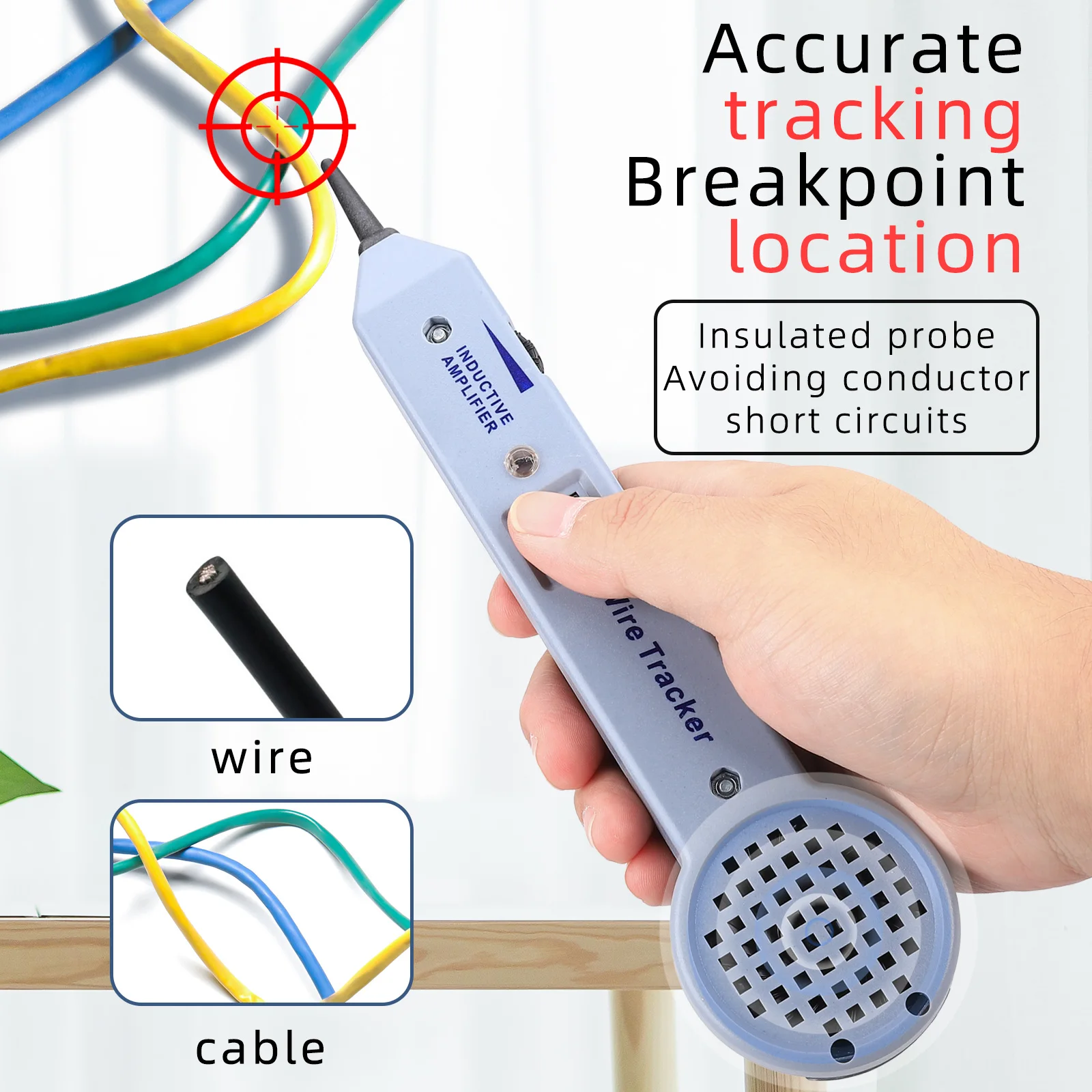 (Grey) Cable Tester Li  200EP Cable Tester Linne Finder Network Cable Tone Generator Inductive Adjustable Volume Tone Generator