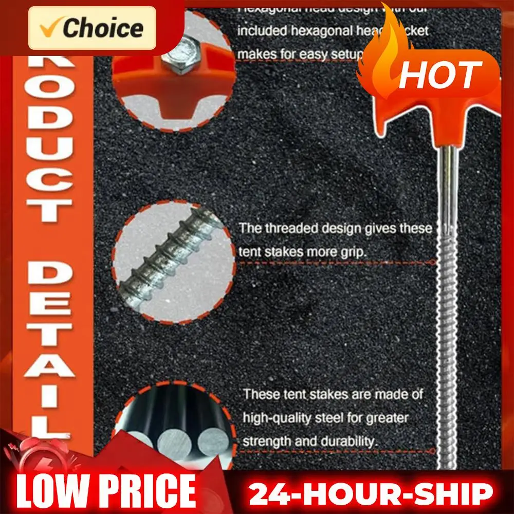 8Pcs Screw In Tent Stakes with Hex Socket Camping Pegs Drill In Stakes Tent Ground Nail Heavy Duty Tent Stakes Pegs