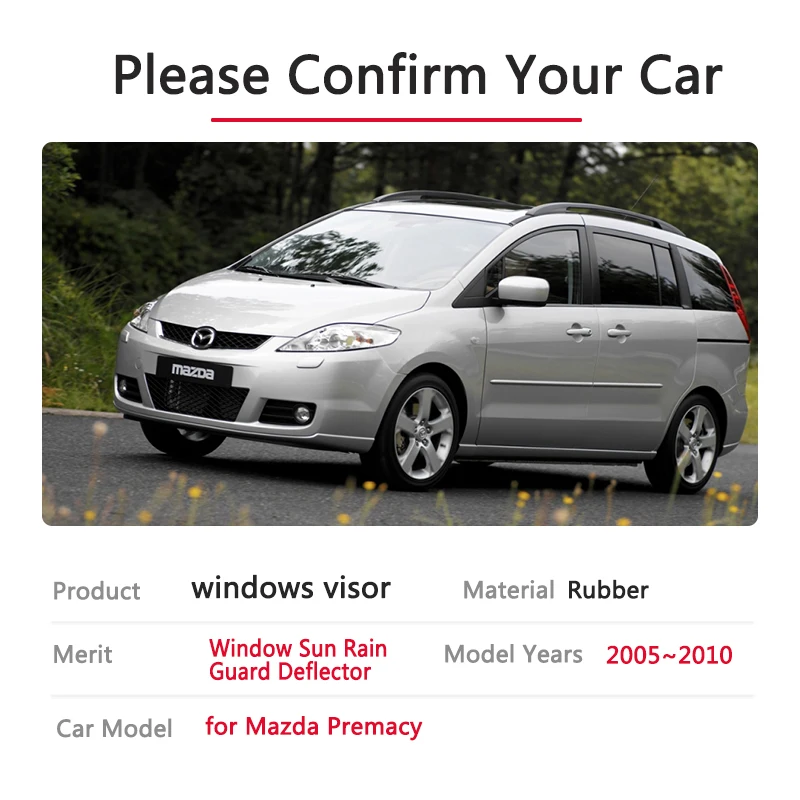 Car Side Windows Visors for Mazda Premacy CR 2005~2010 2006 Mazda5 Ford i-Max Awnings Wind Sun Guard Deflector Auto Accessories