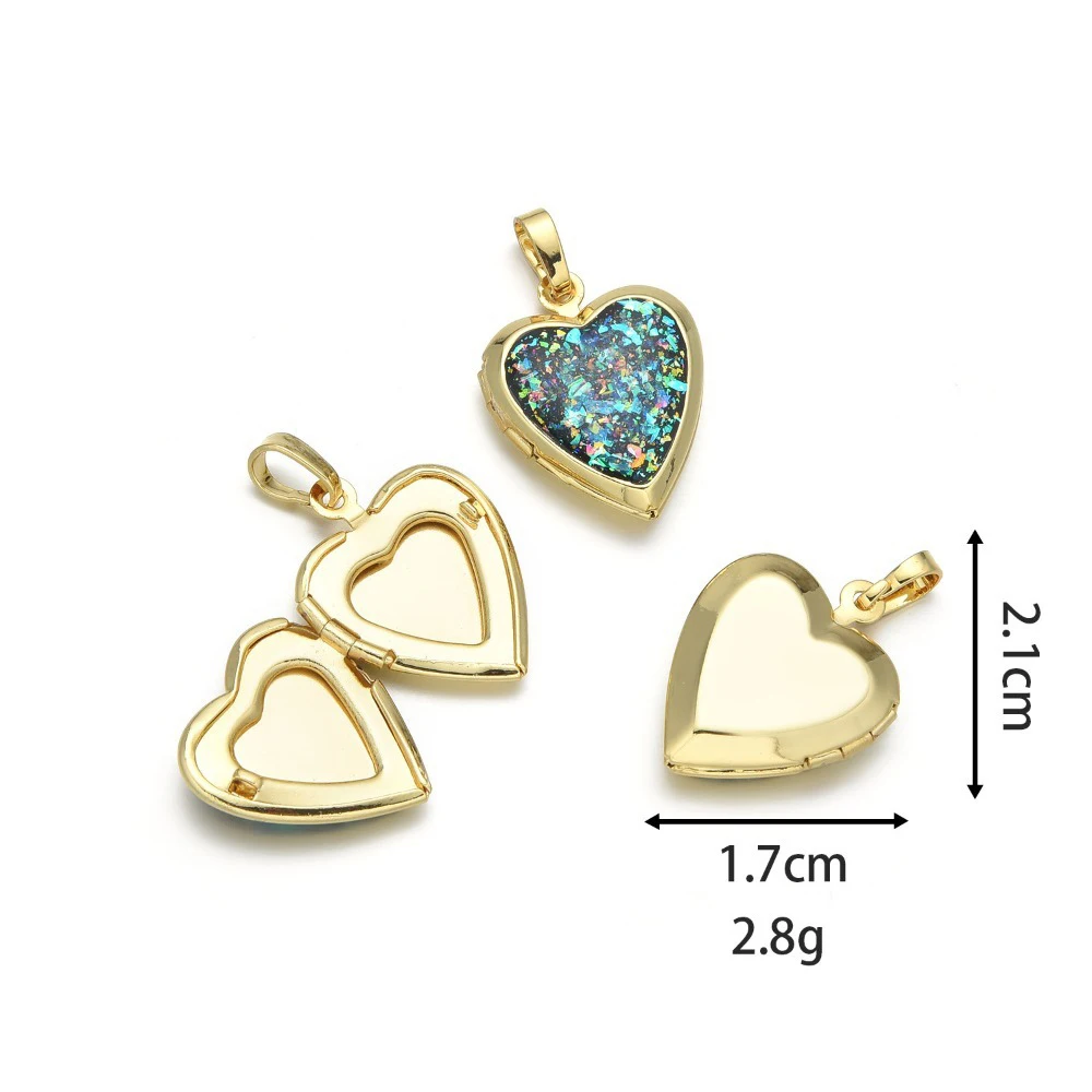 2 Pcs Brass Plated Shell Heart Photo Box Vintage Embossed Pattern Pendant DIY Necklace Jewelry Making Openable Charm Accessories