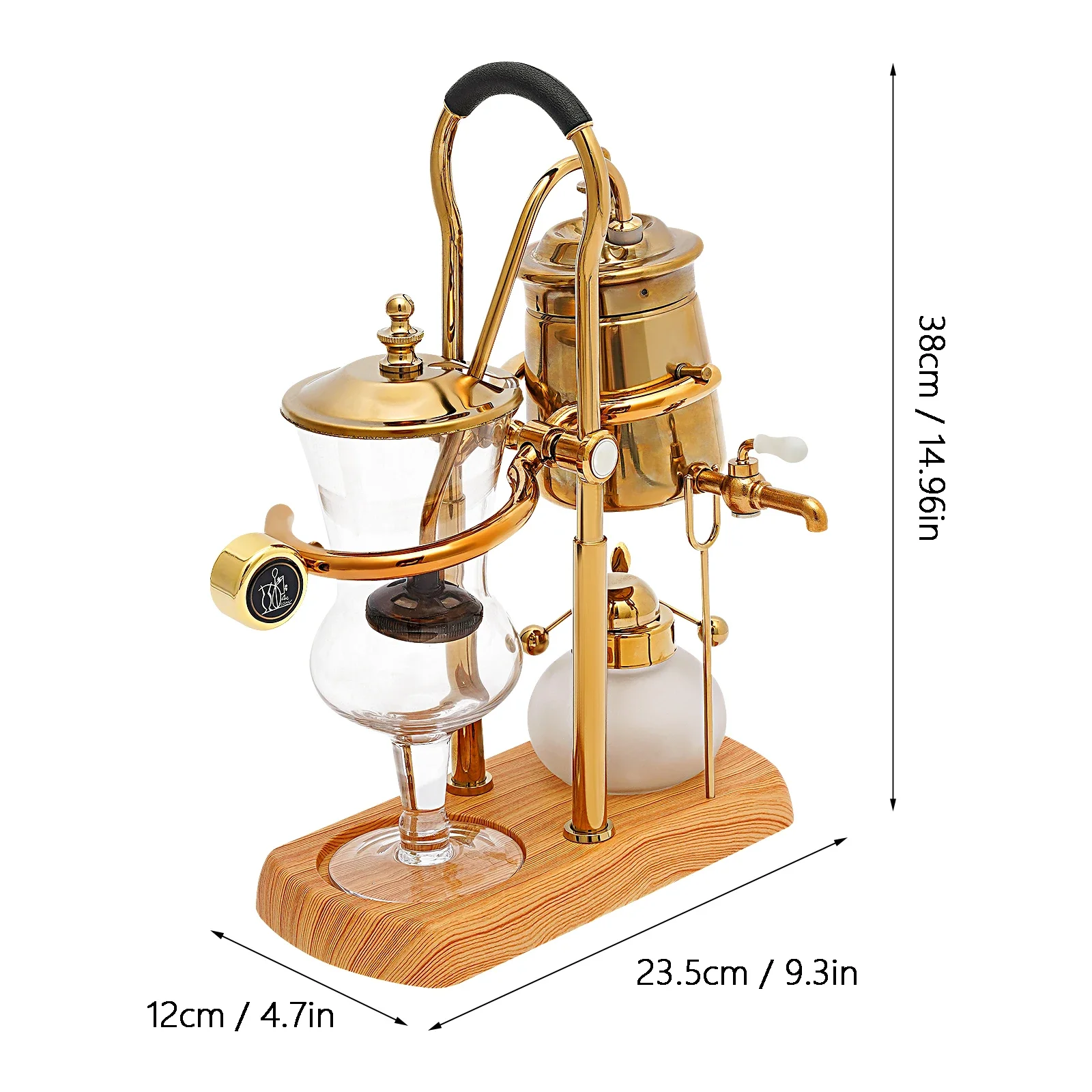 Coffee Maker 400ml Siphon Coffee Machine Set, Vacuum Coffee Maker, Coffee and Tea Brewer, Integrated Filter, Matching Wooden