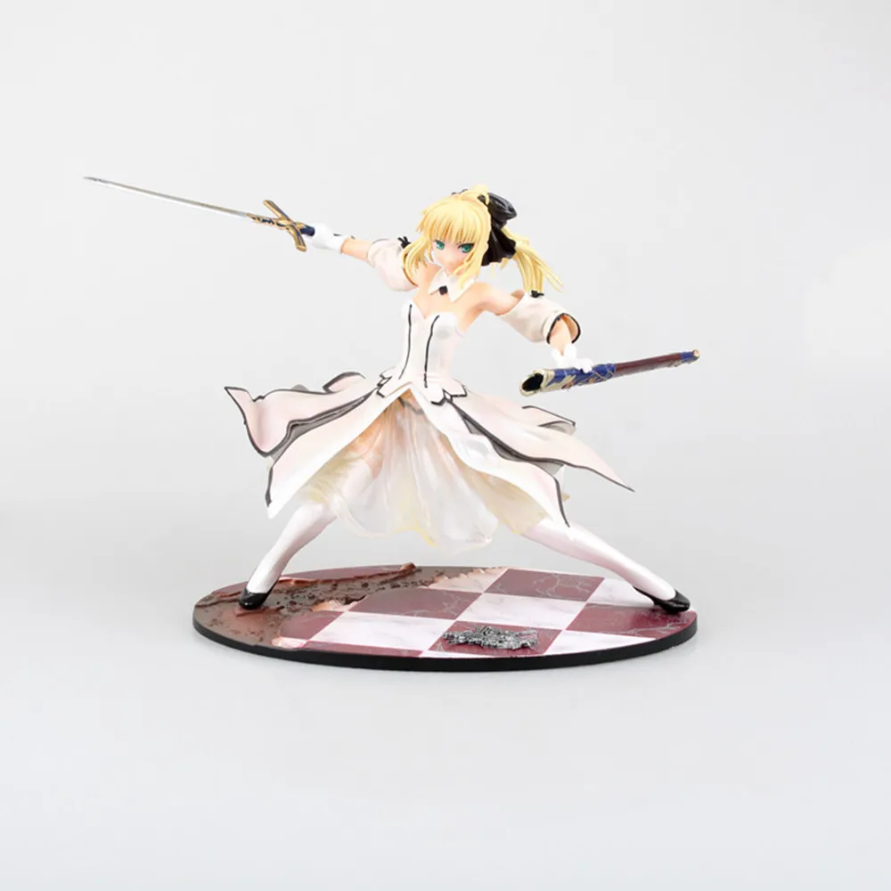 Fate Stay Night White 21cm Japanese Anime Figure Saber Lily The Sword of Gold Victory PVC Action Figure Model Dolls Toys