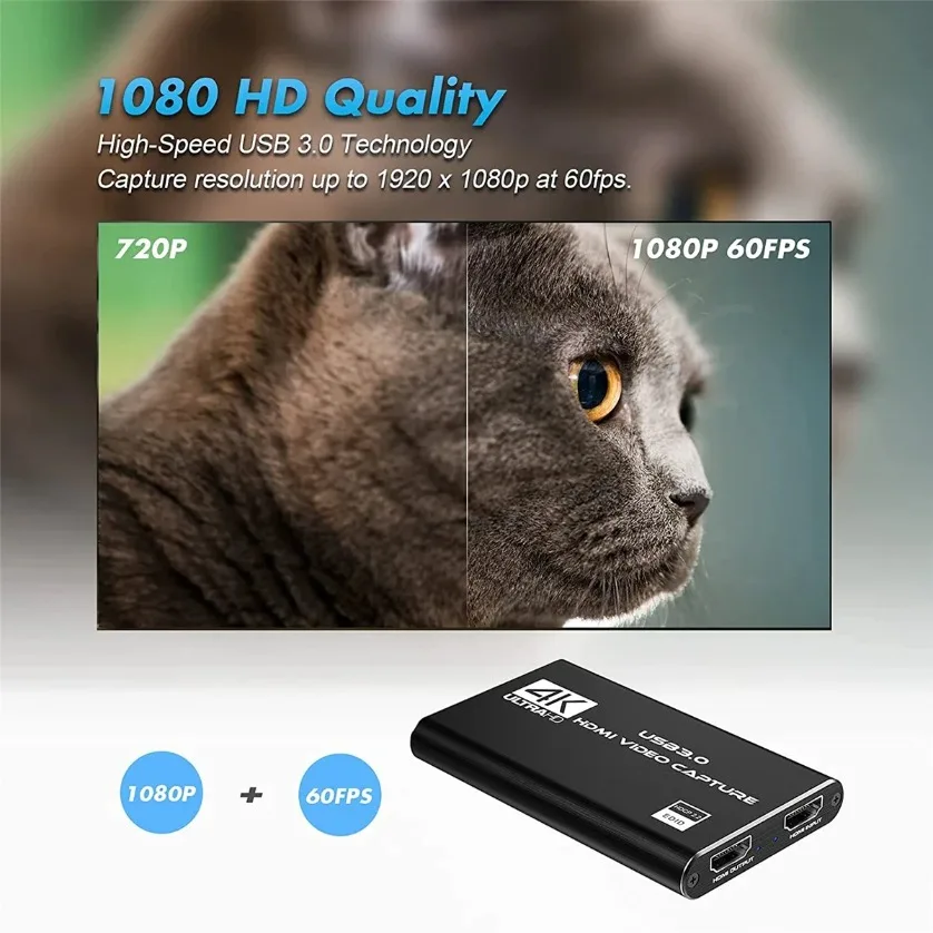 Box - Compatibele 4k 1080p 60fps Hd Video Capture Card HdTV Camera-opname met USB 3.0pc Live Streaming Grabber Recorder