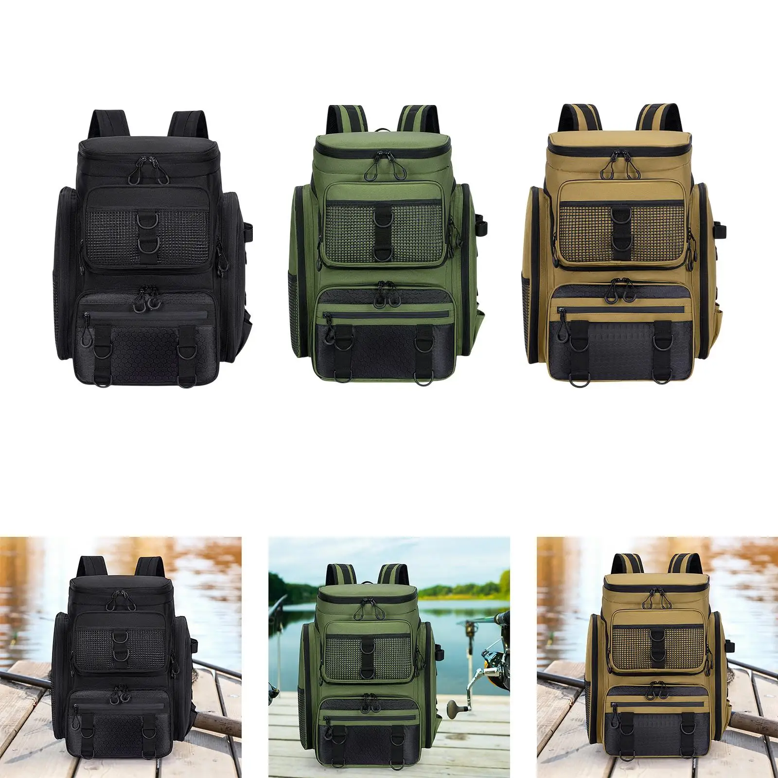 

Fishing Backpack Fishing Bag Multiuse Rucksack with Rod Holder Large Capacity
