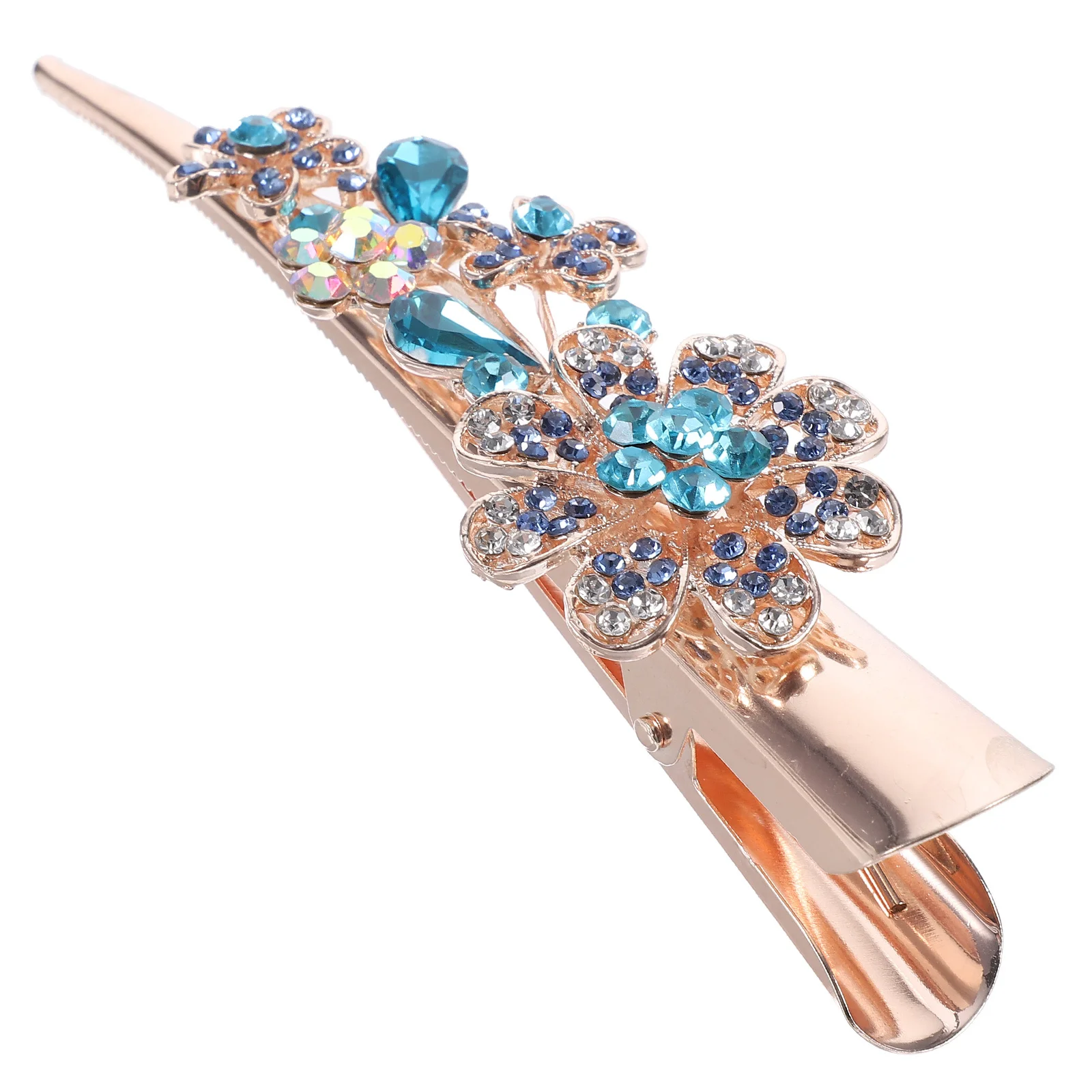 مشبك شعر معدني مزخرف من حجر الراين على شكل زهور للنساء والفتيات، تصميم عصري، هدية احتفالية للحفلات بمزاج جميل