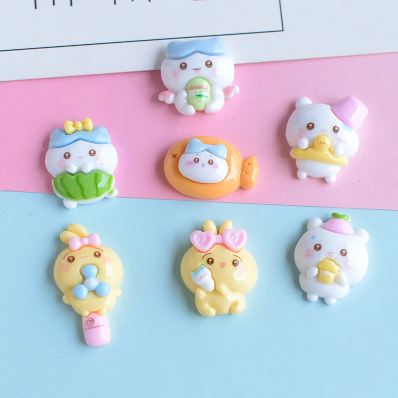 5pcs cute wusaqi cartoon resin flatback cabochons for diy jewelry making handmade crafts materials