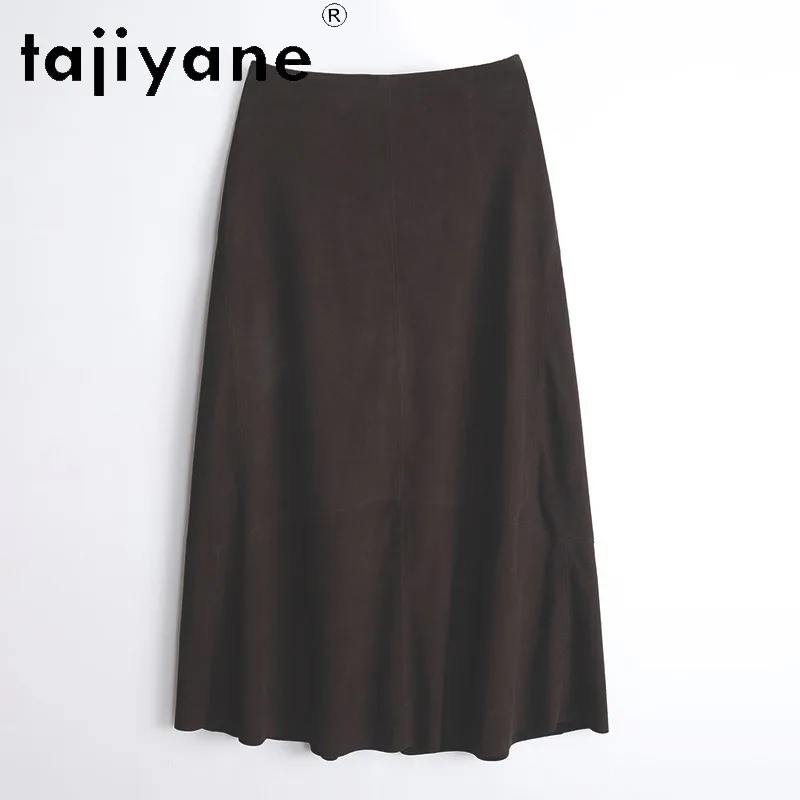 TAJIYANE Genuine Leather Skirt Sheepskin Suede Mini Skirt High Waist Classic Women's Skirts Long Umbrella Skirts 2026 Woman Юбка