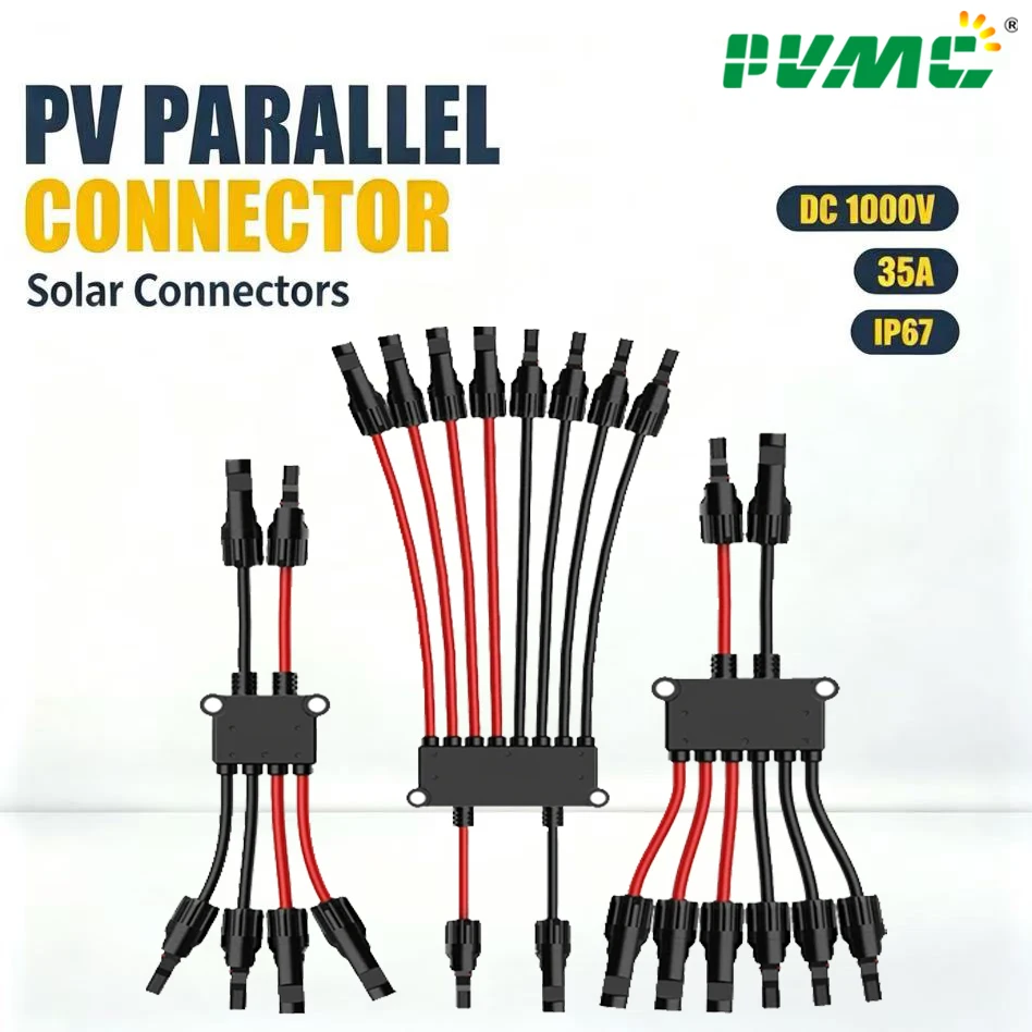 PV Parallel Connector Solar Y Branch Splitter Cable DC1000V 35A IP67 Solar Panel Photovoltaic Adapter