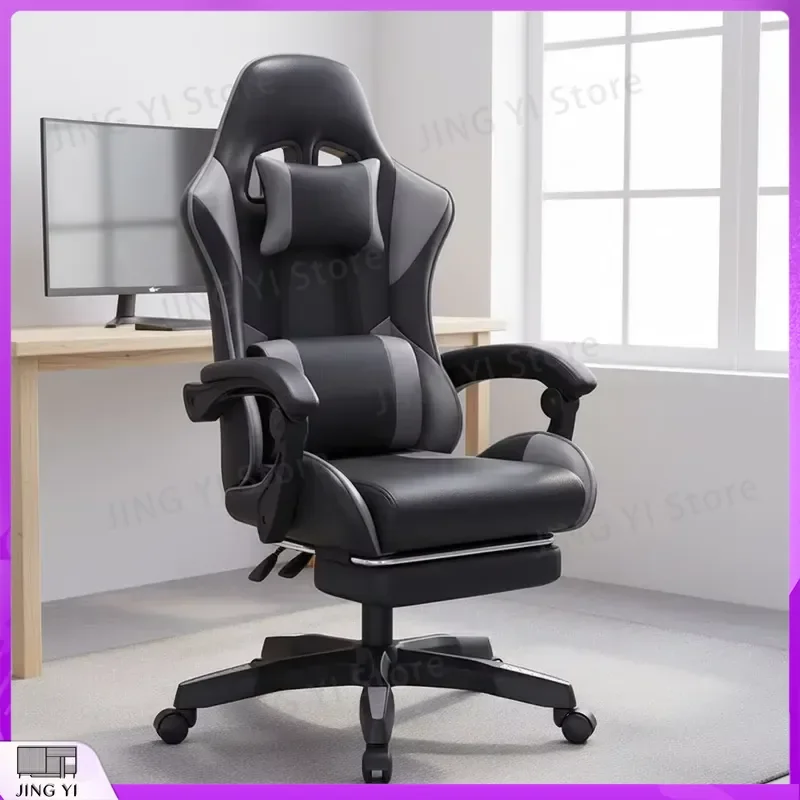 

Ergonomic Gaming Chair with Massage Function Footrest Lumbar Support Adjustable Height Racing Style Computer Office Chair for