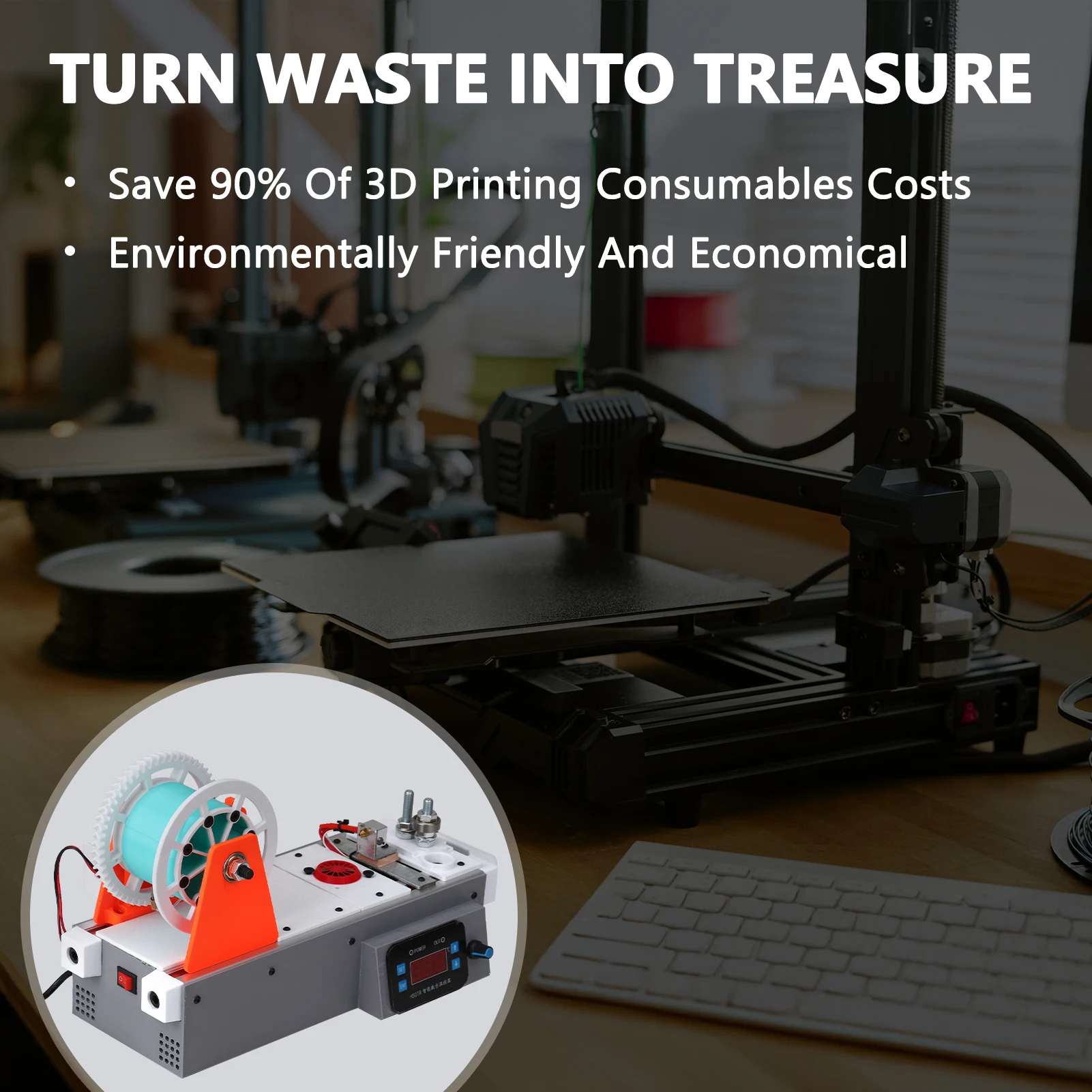 

Настольный экструдер для производства 3D-филамента из ПЭТ-бутылок, 1,8 мм, для переработки пластика PLA, ABS, шелковых волокон