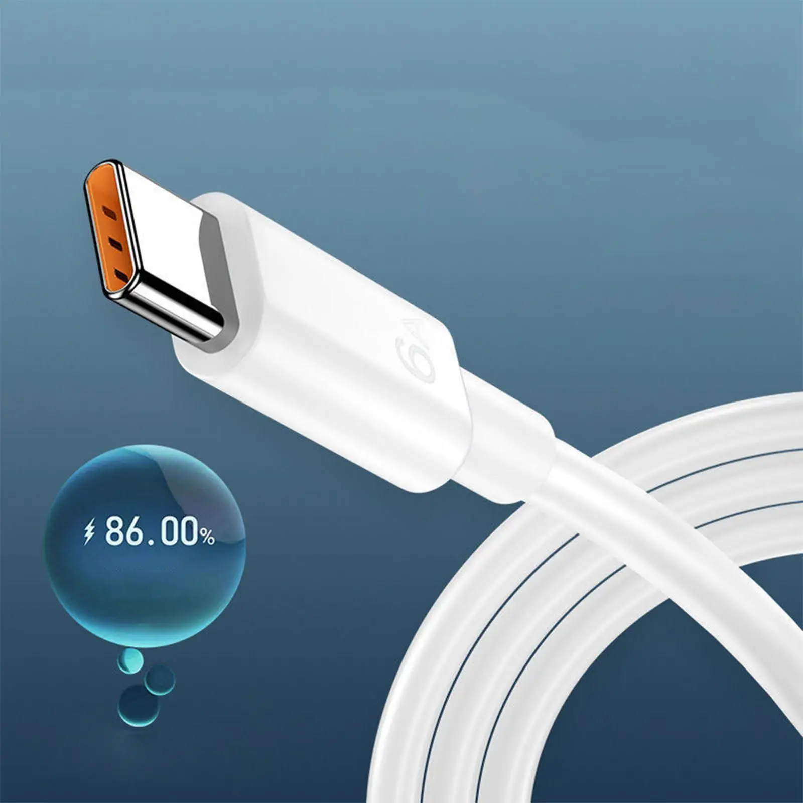 White Type C Fast Charging Cable 66W High Power Quick Charge Line 2M Durable Data Cord for Home Office Dormitory Travel