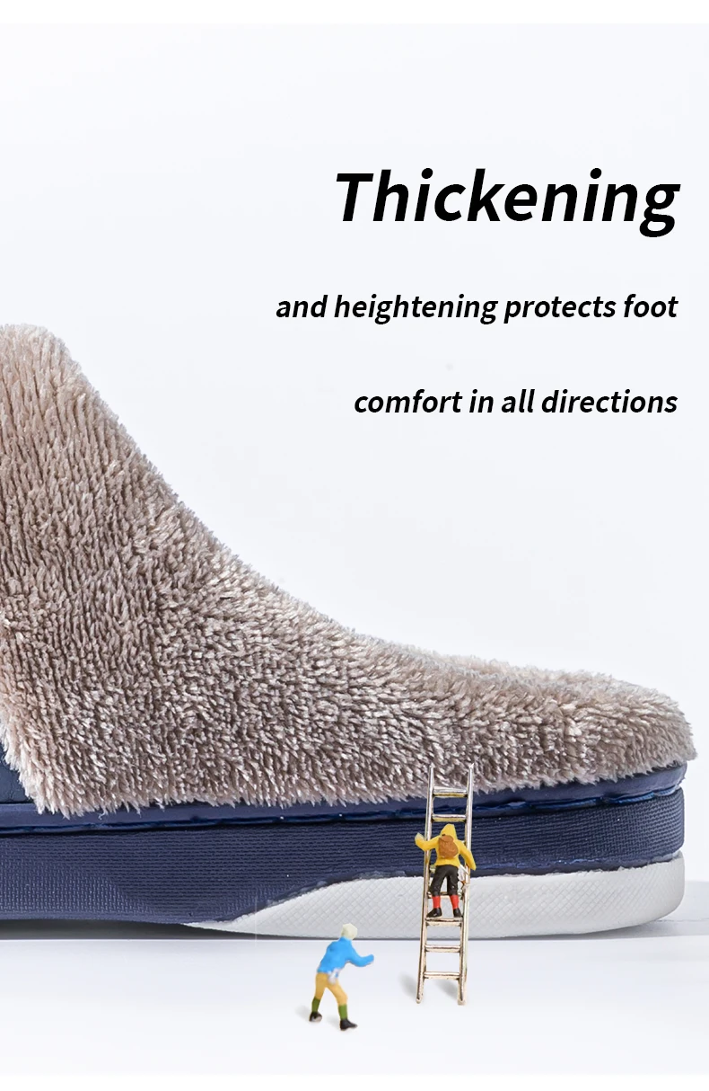 Herren Winter PU-Leder Wasserdichte Geschlossene Warme Hausschuhe, Slip-On mit Dickem Plüschfutter, Rutschfeste Weiche Sohle, Gemütliche Hausschuhe – Detail 8