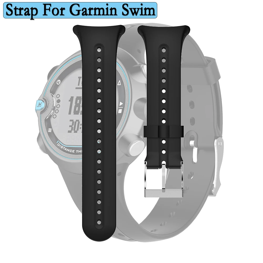 Black Strap For Garmin Swim Original Sport Watchband Soft Silicone Band Bracelet Accessories Correa