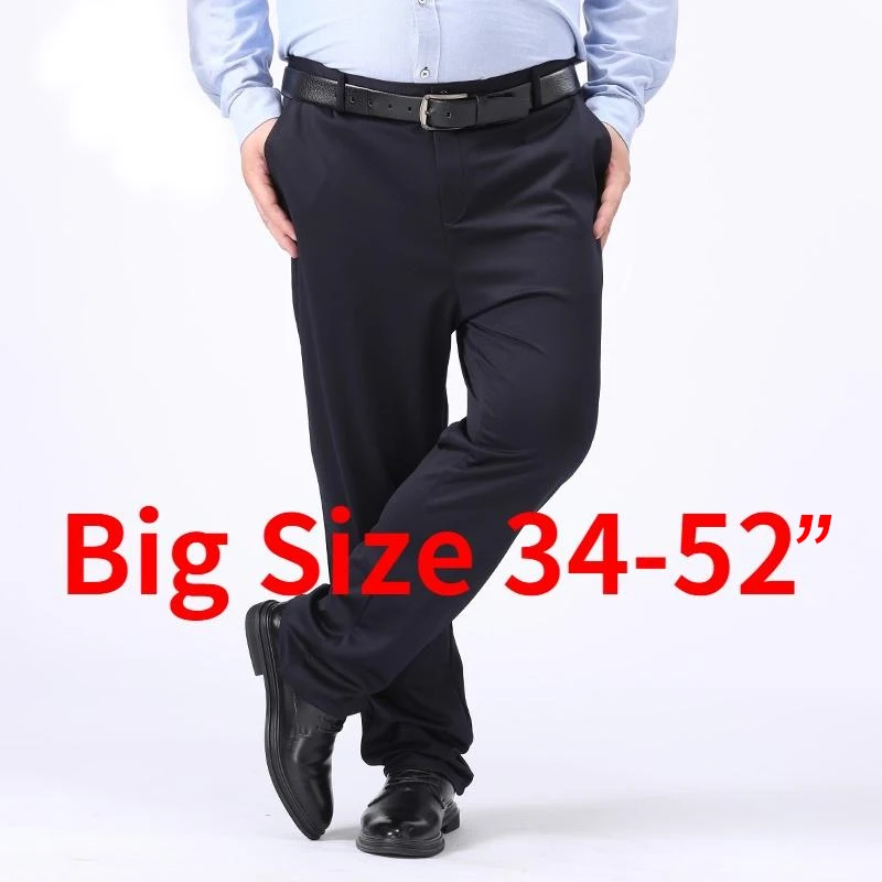 Plus Size 48 50 52 Mens Black Long Pants Casual Business Suit Pants