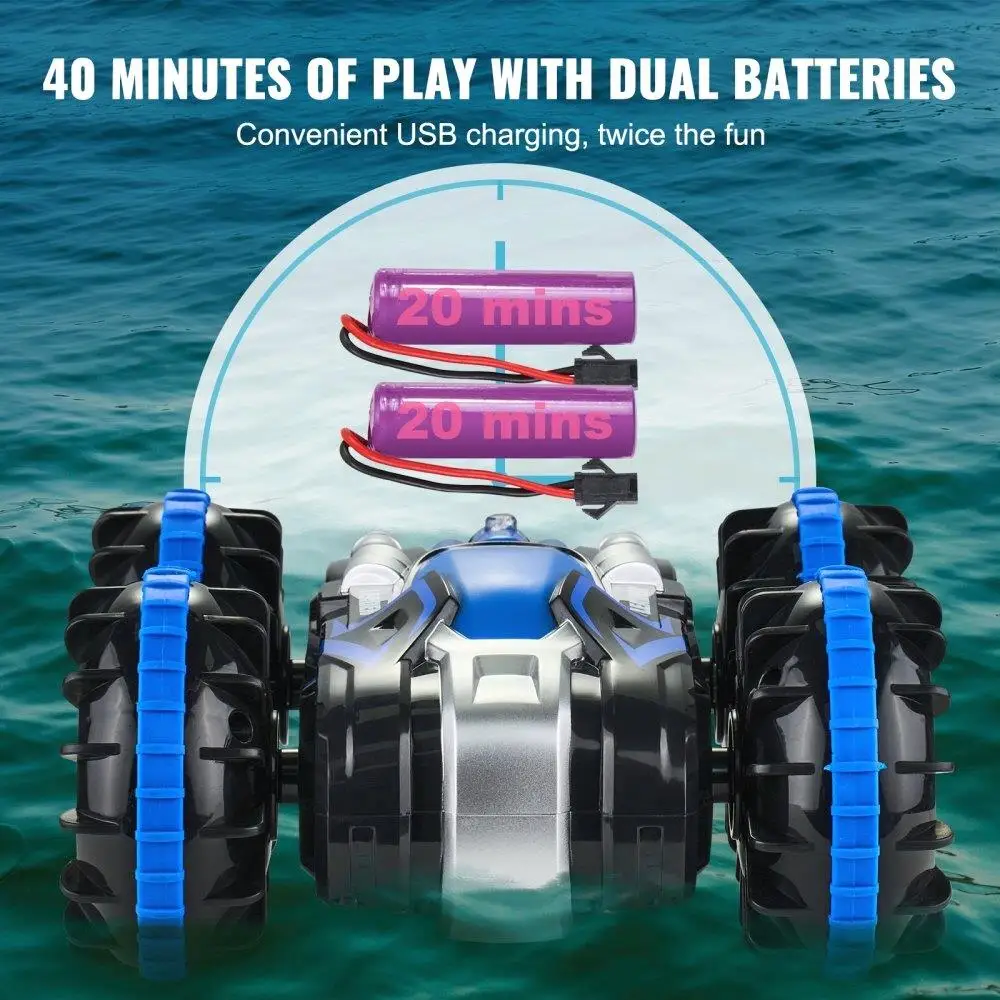 Amfibia łódź zdalnie sterowanym samochodowym 2.4GHz 4WD dzieci dorosłych niebieski daleki zasięg