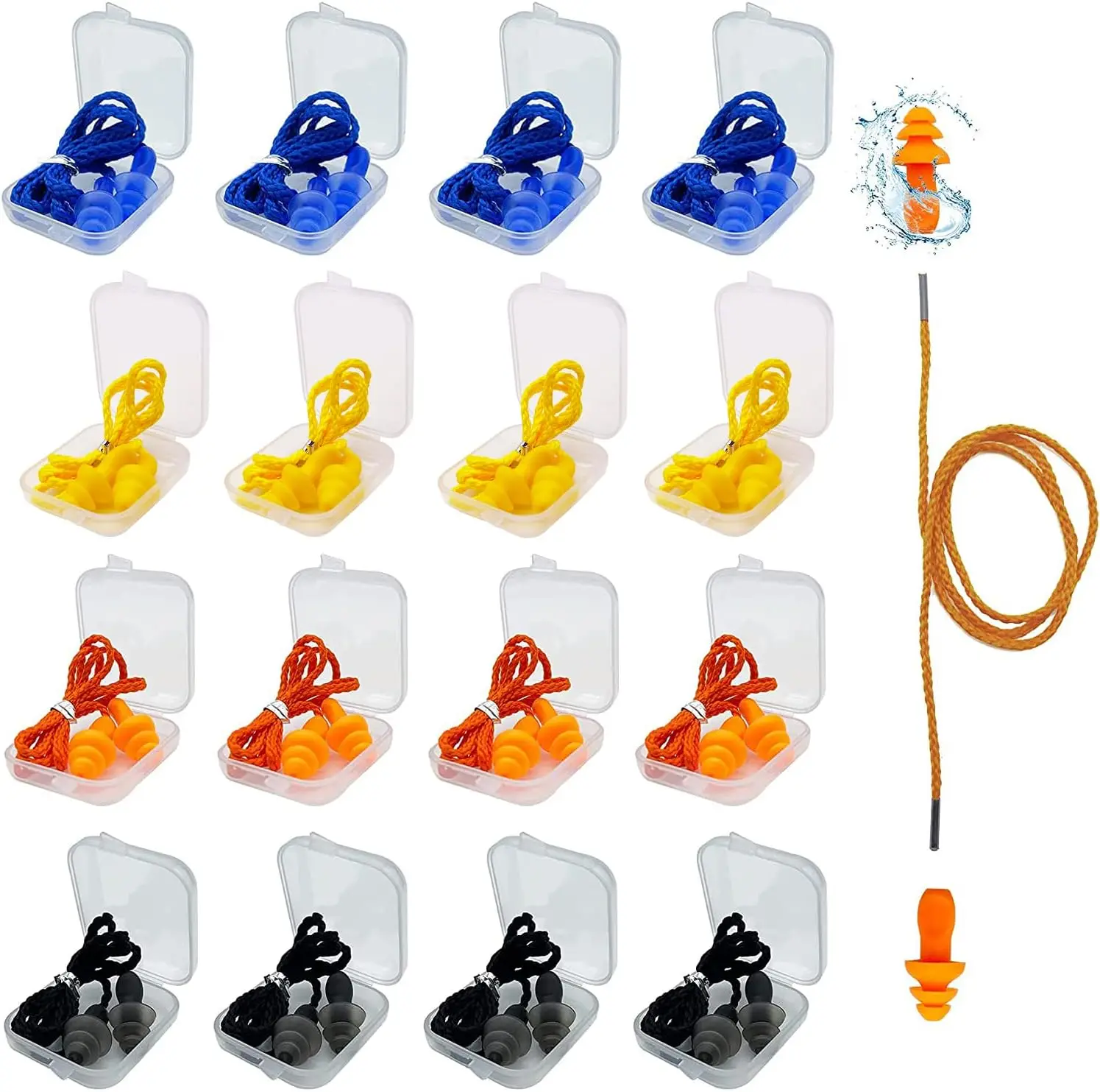 Anti Lost Silicone Corded Ear Plug Protector Reusable Hearing Protection Noise Reduction Safe Swimming Work Earplugs With Rope