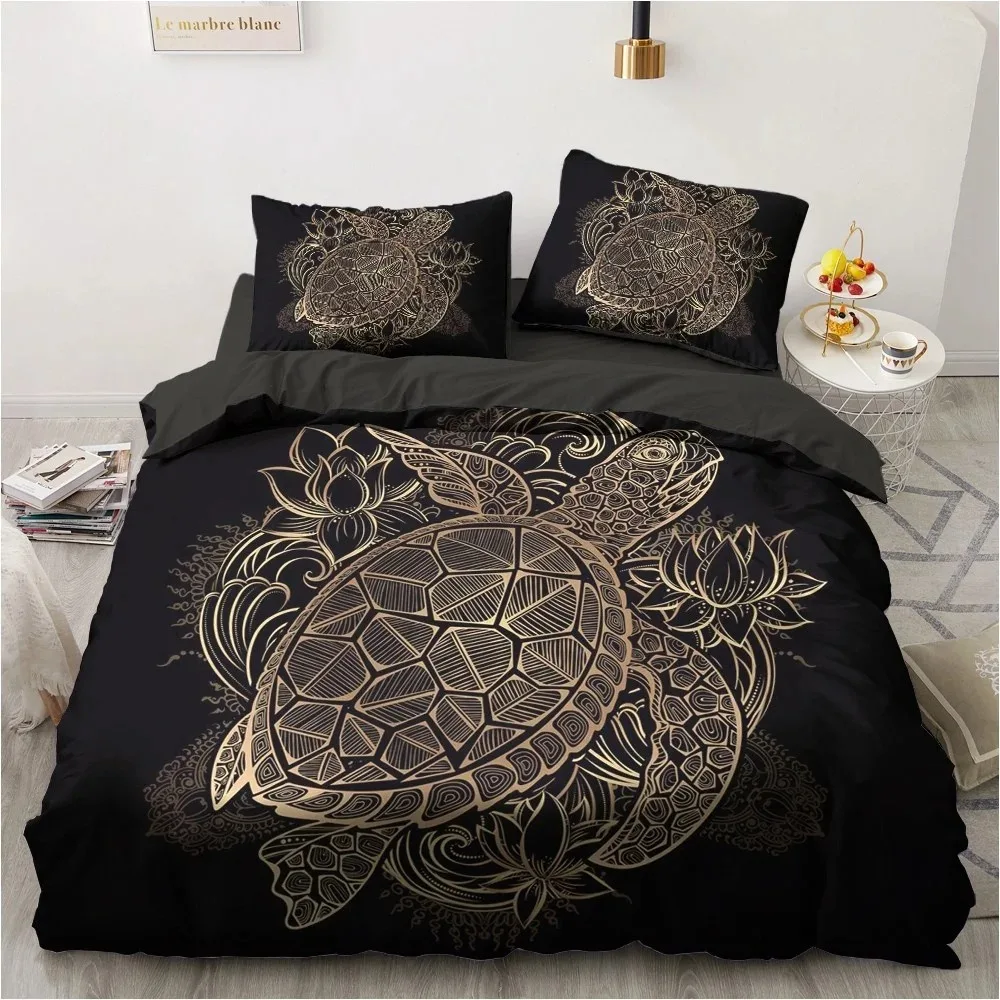 

Black Gold Design Bedding Set 2-3Pcs Bedroom Quilt Cover Set Single Double Size Polyester Duvet Cover for Adult Boy Girl