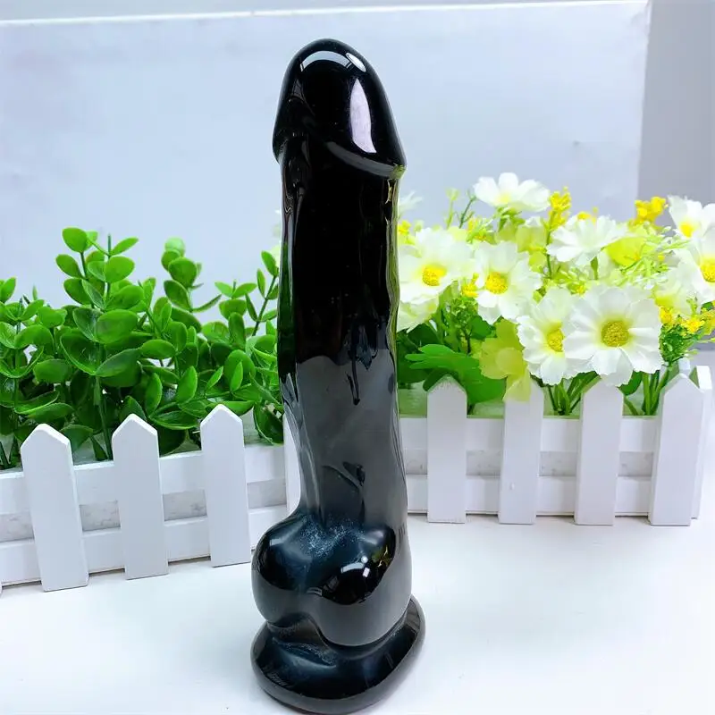 Imagem -02 - Obsidian Cristal Grande Massagem Penis Wand Gemstone Yoni para Mulheres Saúde Suave Polido Reiki Presentes 18cm Natural Preto