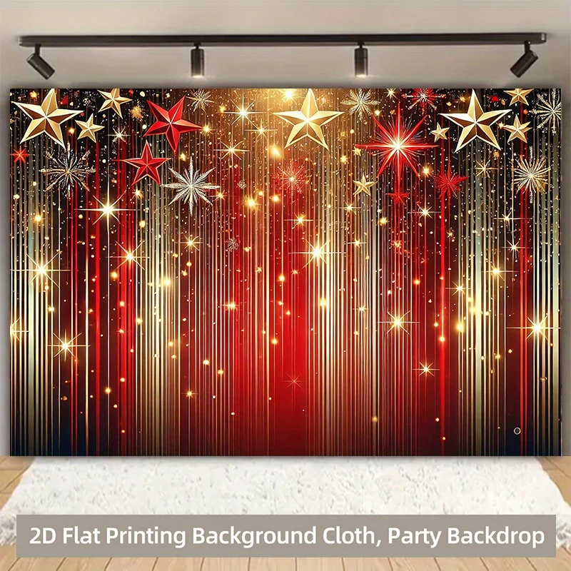 This luxurious red and gold floral starry sky tapestry is suitable for parties, celebrations, home décor, photo booths, stages
