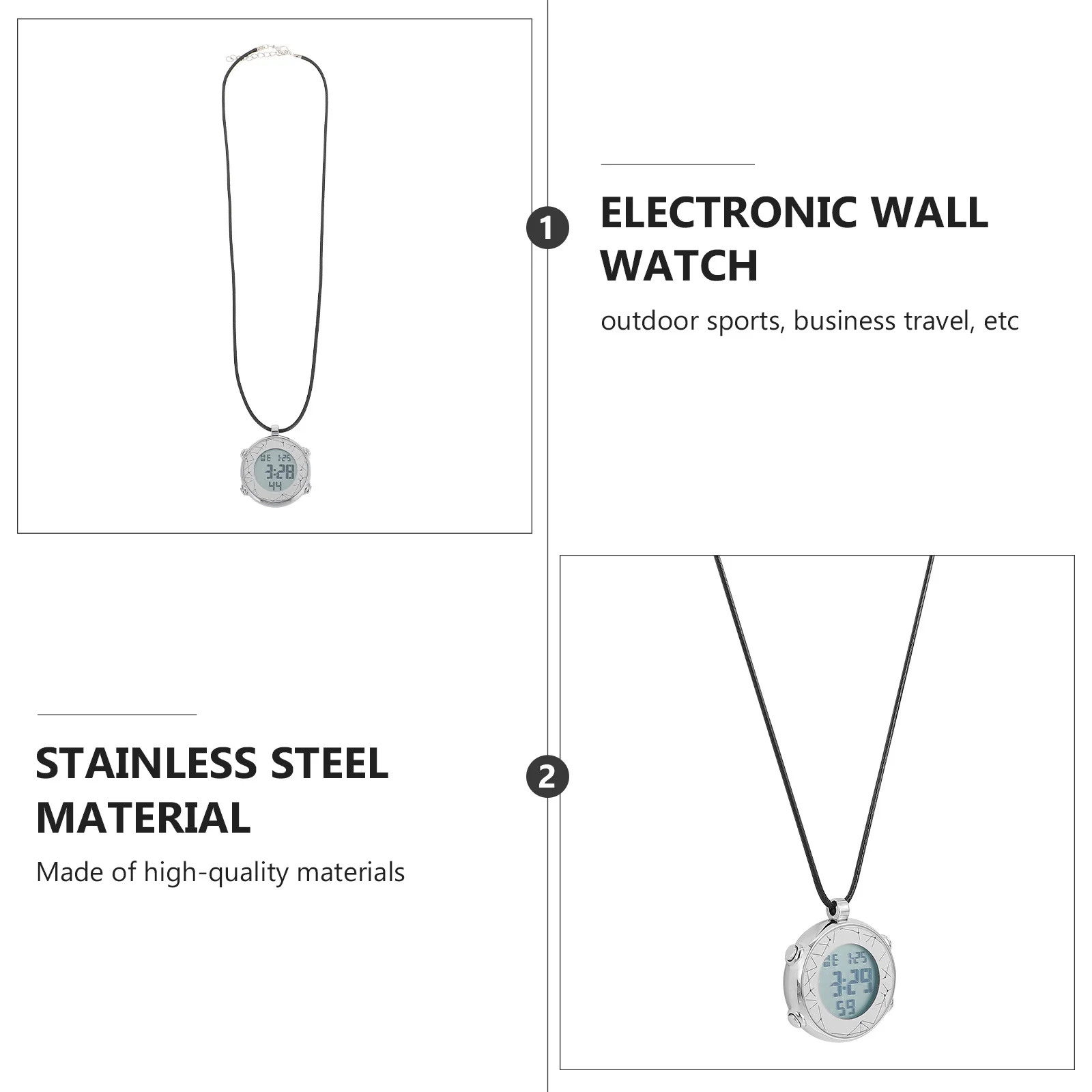 ساعة الجيب الإلكترونية ساعة منبه رقمية معلقة مع تقويم كرونوغراف 24 ساعة أسبوع شهر عرض رقبة متعددة الوظائف #5