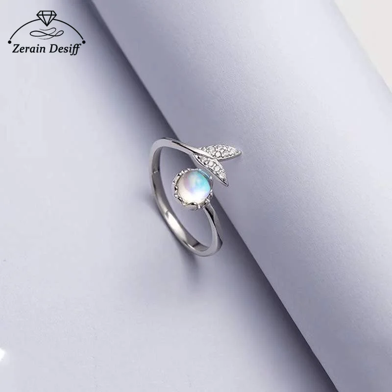 Design Mermaid Rings 925 Silver Rhinestone Opening Couples Women's Accessories Sweet Girlfriend Gift Resizable