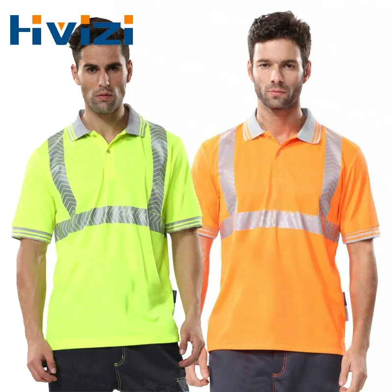 

Reflective Safey Polo Shirt Hi Vis Short-sleeved Clothes High Visibility Workwear Quick-drying Breathable Summer Shirts