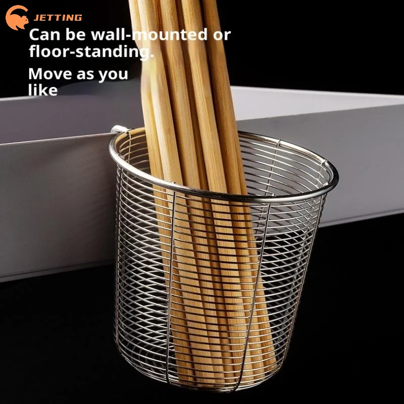 (New) 1PCS Stainless Steel Chopsticks Holder Cutlery Organizer Utensil Drainer Round Chopstick Cage Fork Spoon Storage