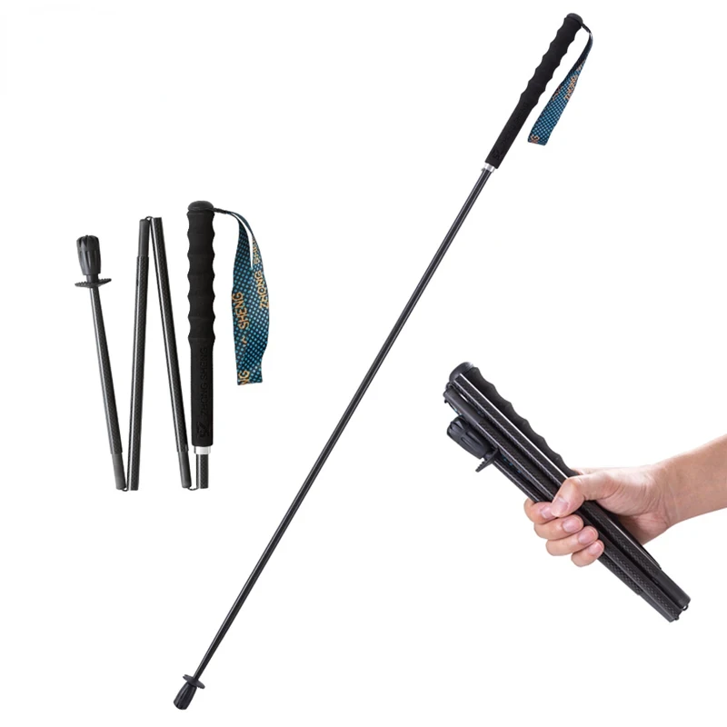 110g Ultra Light Weight Trekking Poles Folding Hiking Sticks Portable Carbon Fiber Collapsible Nordic Walking Cane Sticks Bags