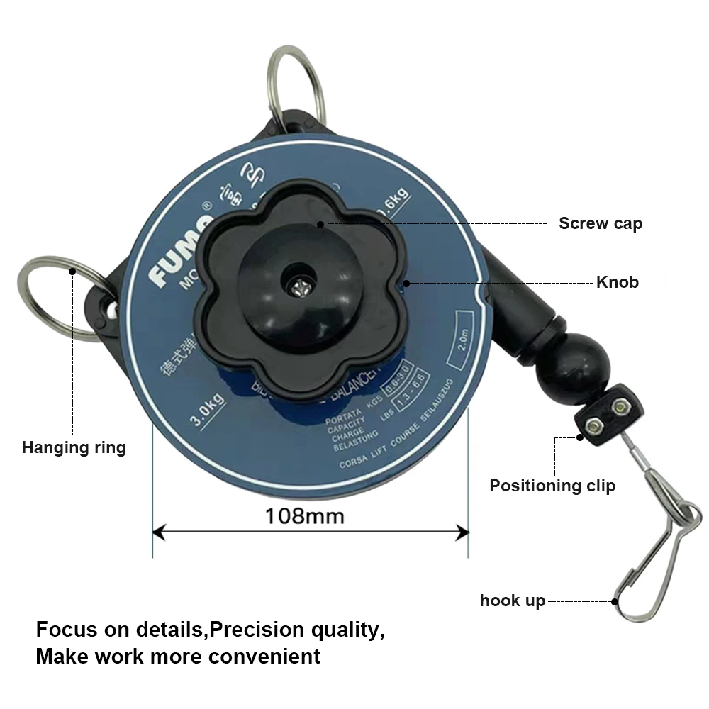 Telescopic Spring Balancer Screwdriver Suspension Torque Wrench Hanger Wire Rope Holder Fixed Balancer Equipment Metal Hooks