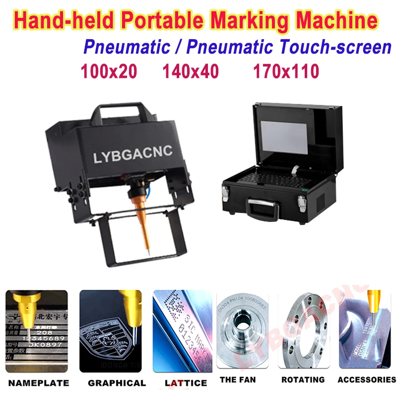 

Hand-held Portable Metal Signage Nameplate Marking Machine Touch-screen Pneumatic Lettering Machine 100x20 170x110 140x40