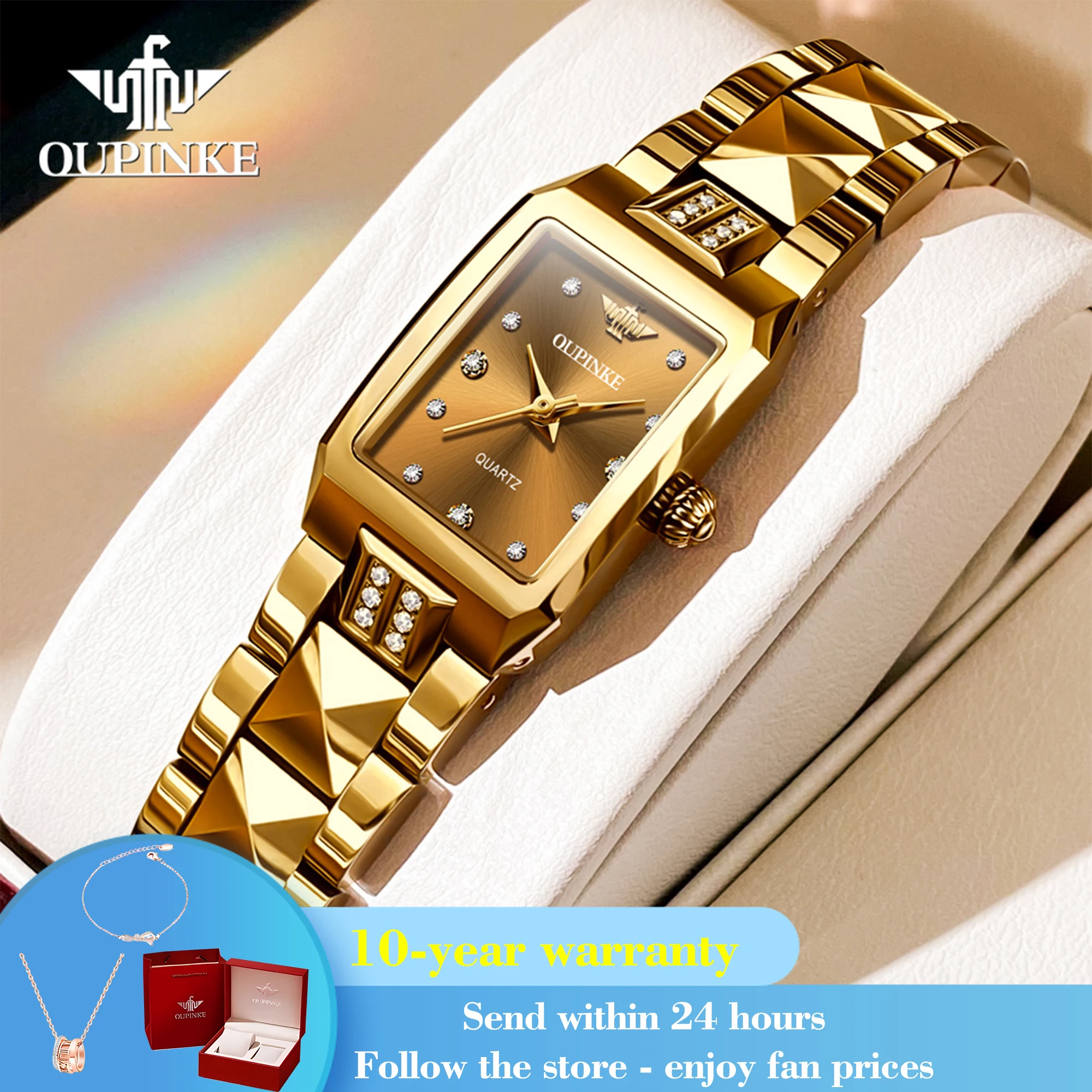 OUPINKE 3246 Top Brand Quartz Watch For Women 50M Waterproof Sapphire Wristwatch Stainless Steel Luxury Business Ladies Watches