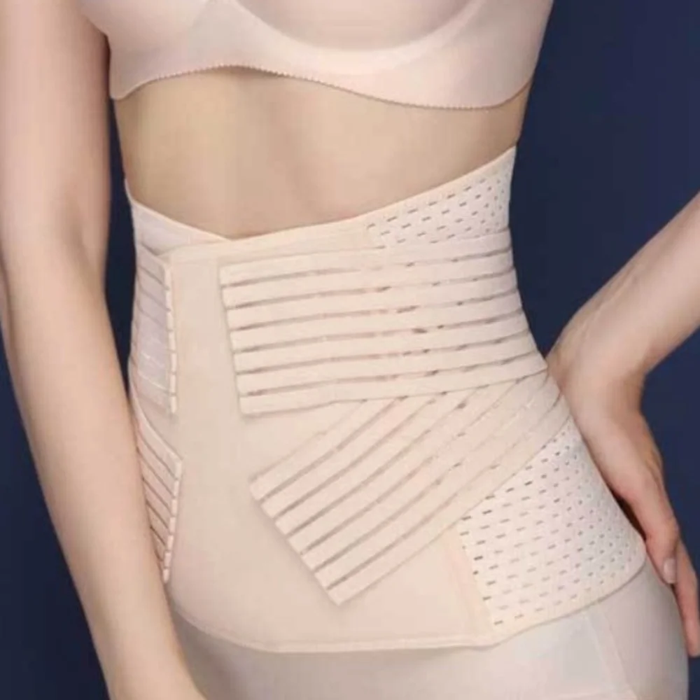 Cinturón moldeador de cuerpo posparto fino, entrenador de cintura adhesivo sin costuras, ropa moldeadora adelgazante ajustable contracción del vientre para mujer embarazada