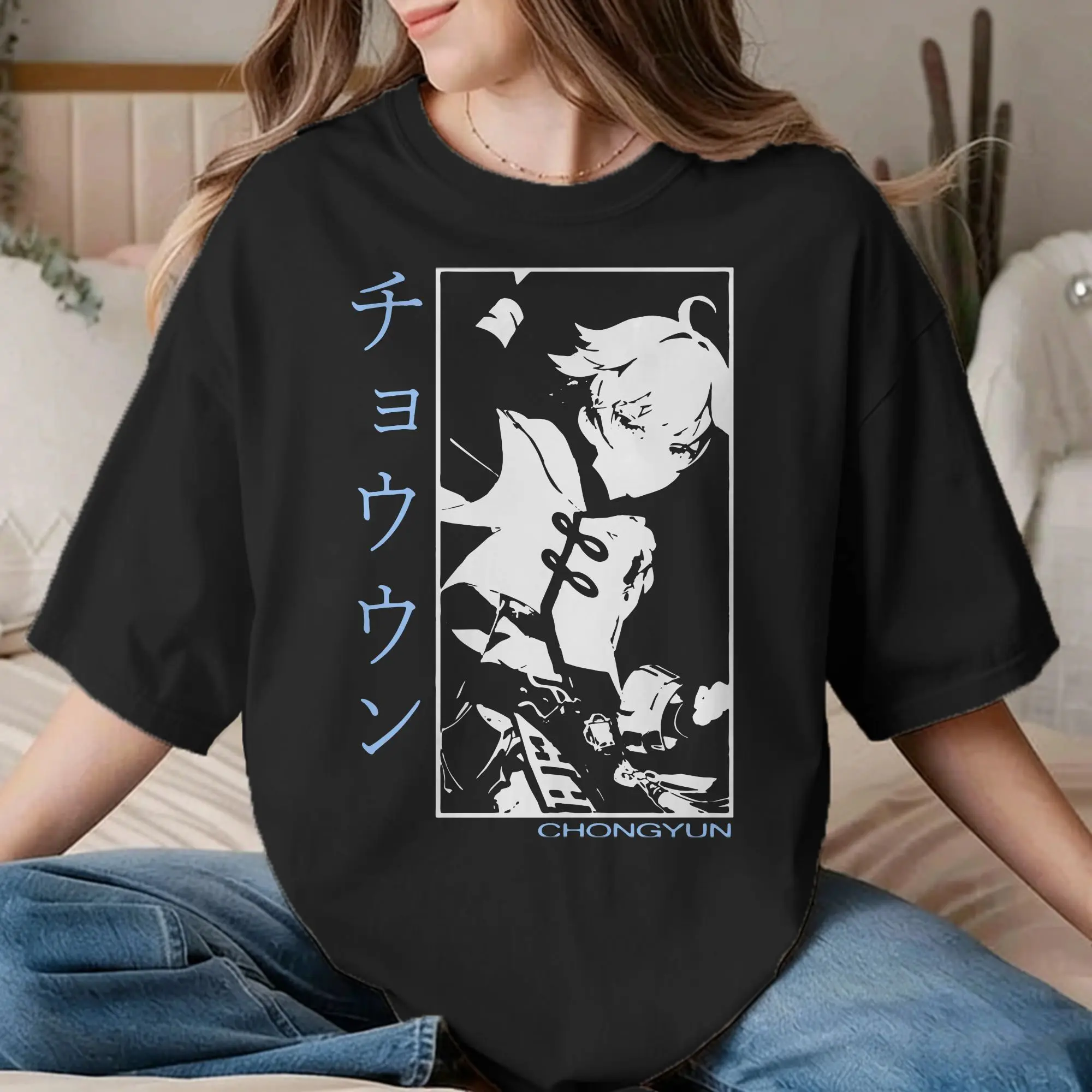 Men Women Chongyun Genshin Impact Anime T Shirts  100% Cotton Tops Hipster Short Sleeve Round Collar Tee Shirt Classic T-Shirts