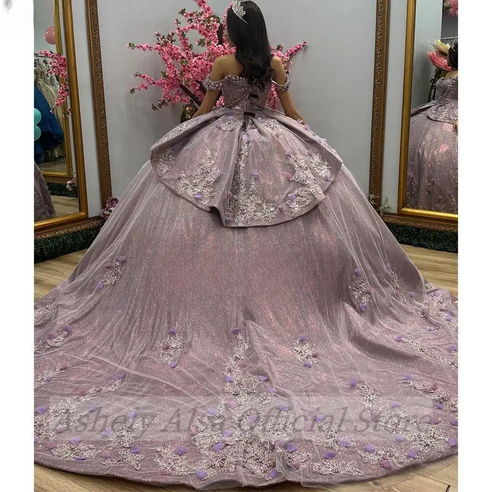 

Saudi Arabic Elegant Quinceanera Dresses 2024 Flower Applique Beading Ball Gown Sweet 15 16 Girl Prom Birthday Party Dress Noiva