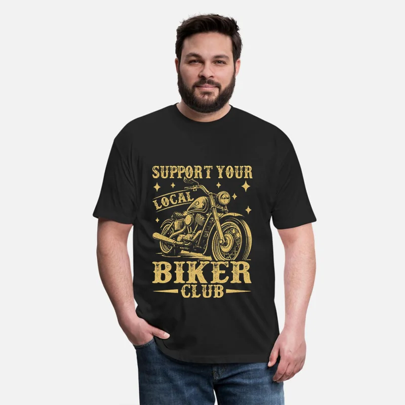 

Support Your Local Vintage Motorcycle Retro Cafe Racer Gift T-Shirt for Racing bikers 100% cotton Graphic clothes All size Tee