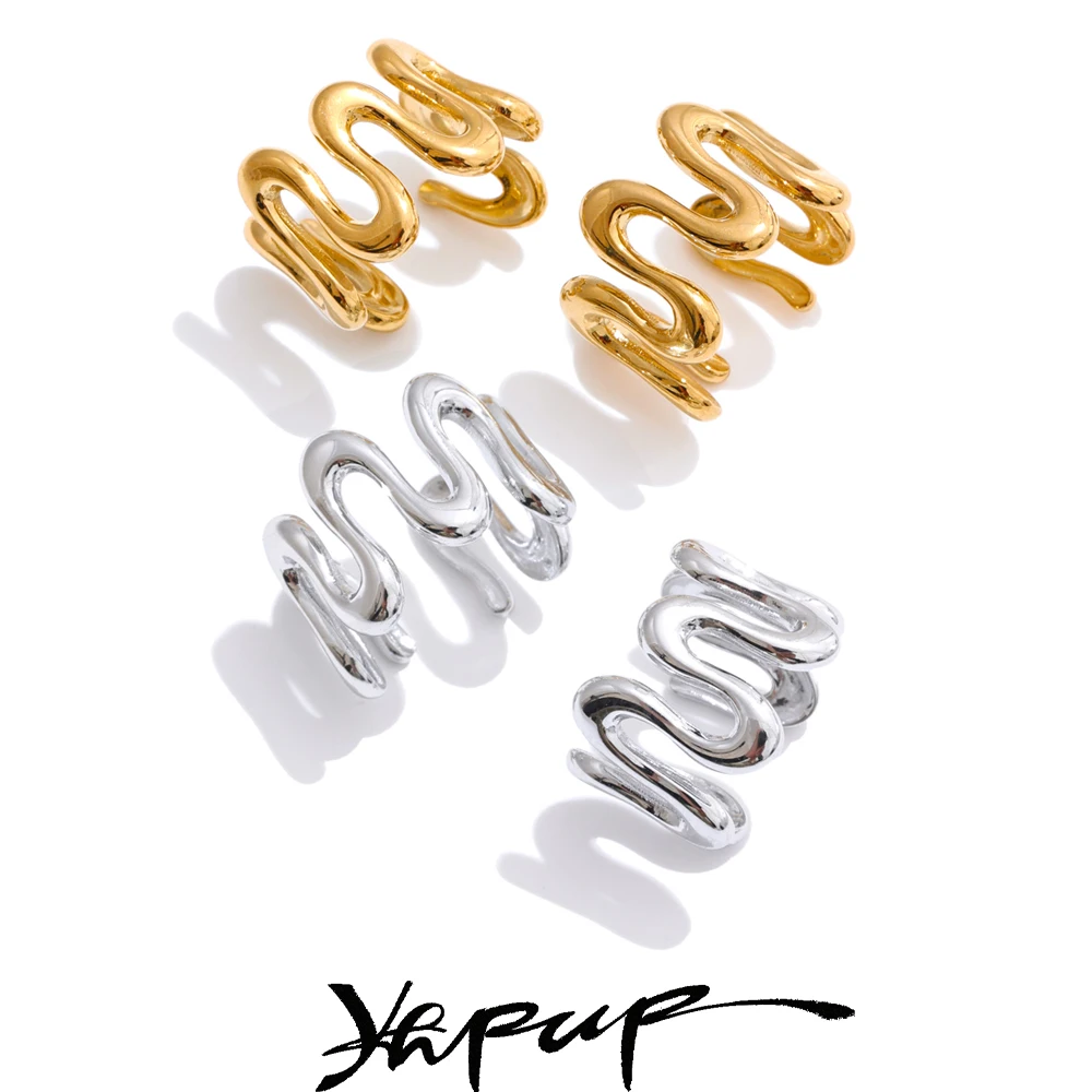 Yhpup Hot Style Stainless Steel Irregular Adjustable Ear Bone Clip Earrings Arrivals Popular Charm Jewelry Wholesale