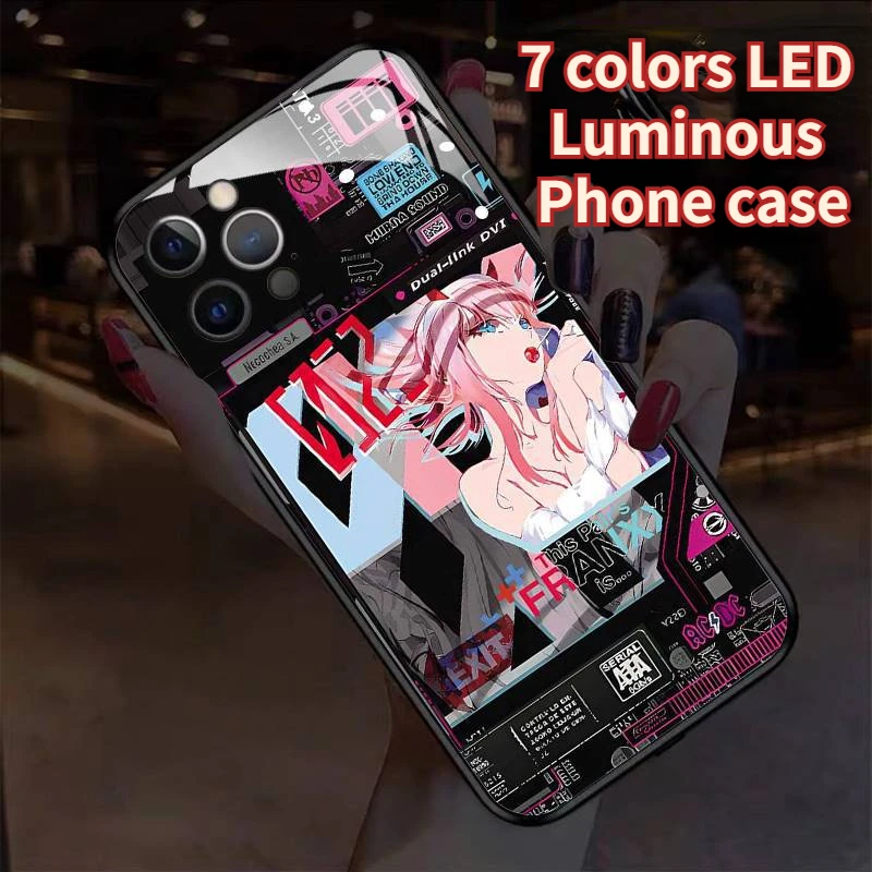 

LED Light Luminous Glass Phone Case For Samsung S24 S23 S22 S21 S20 Plus Ultra FE Note 10 20 A54 A71 A72 A73 Anime Glowing Cover