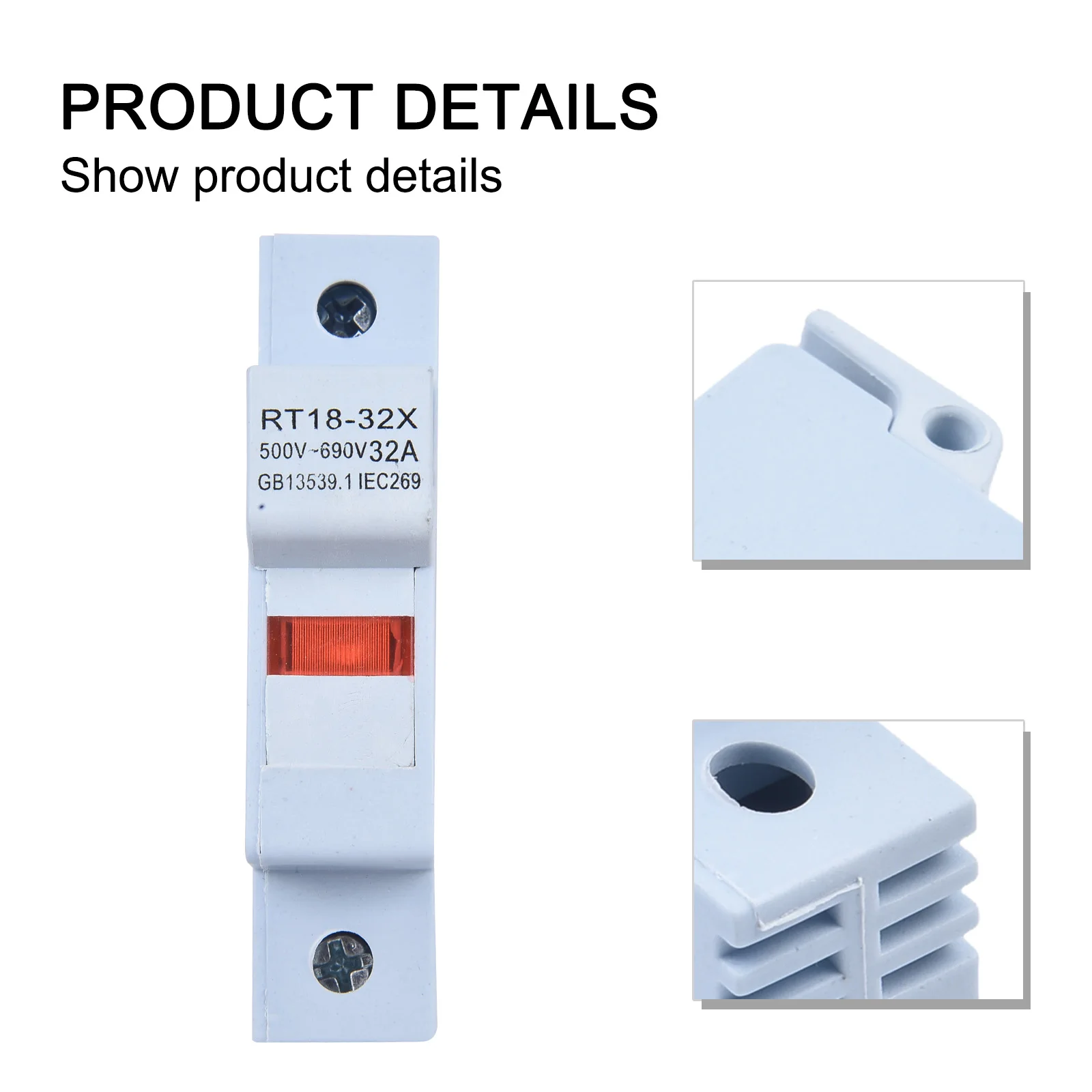 10x38mm Fuse Base RT18-32X Fuse Base Tunnel Design Wiring Stable And Reliable Flame Retardant Shell High Work Efficiency