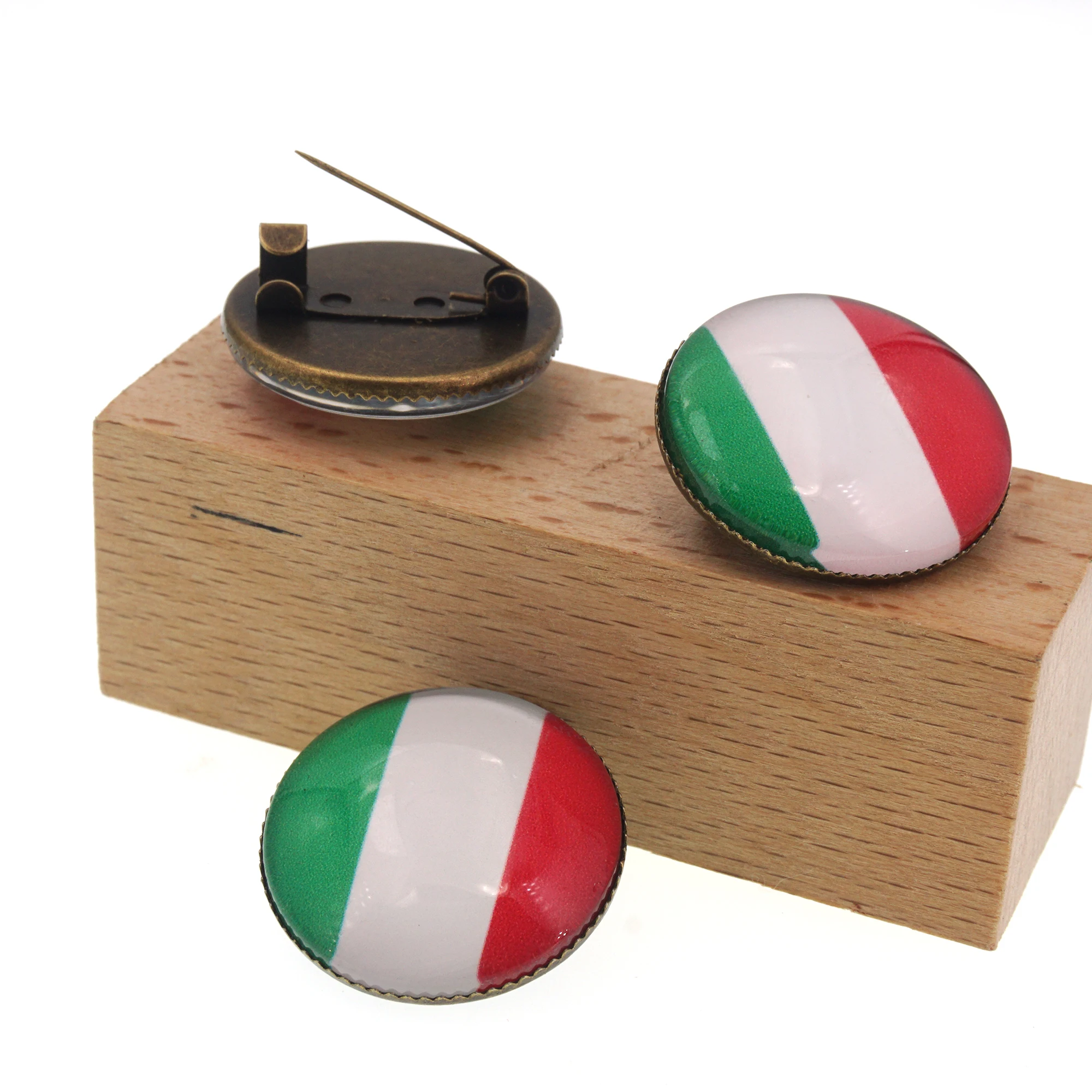 5/1 Pieces Italian Flag Brooch Italy Round Lapel Pin Badge Clothes Backpack Accessories  25mm