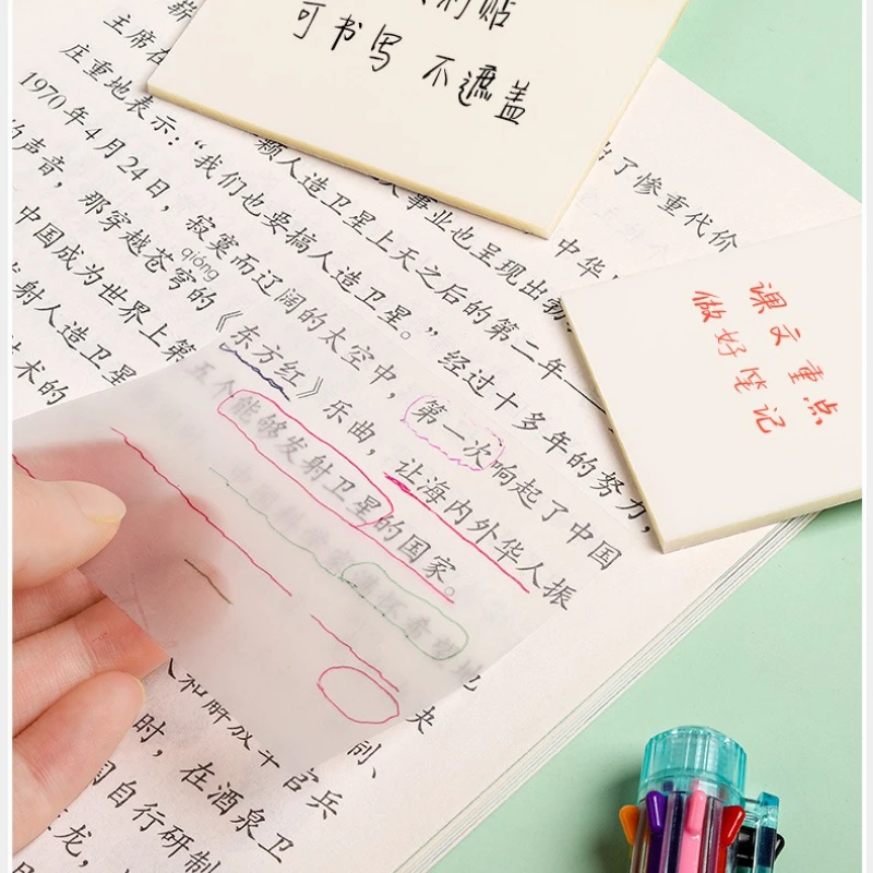 Transparent Sticky Notes Memo Pad Waterproof Self-Adhesive Bookmark Marker Memo Sticker Paper Office School Supplies Stationery